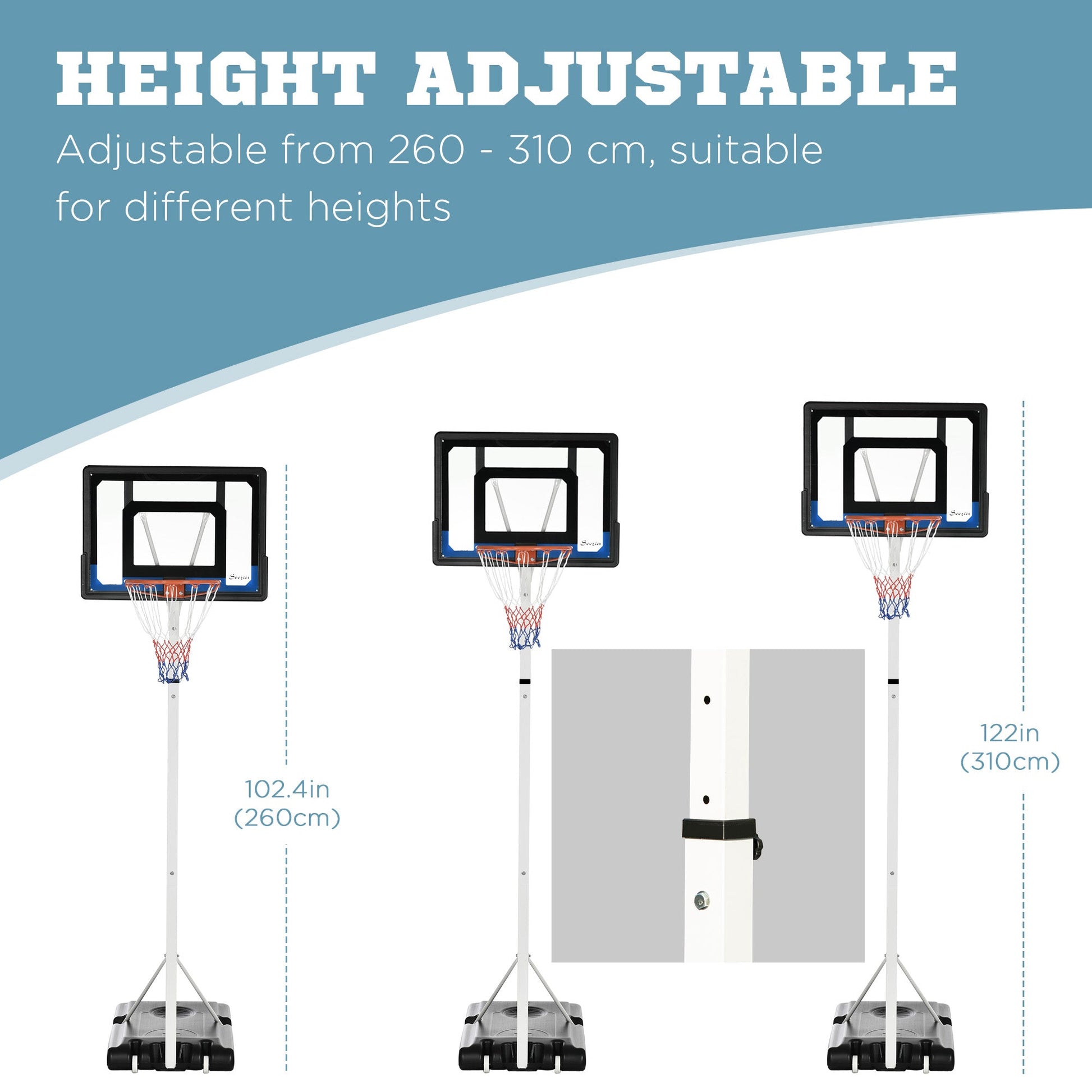 Adjustable Basketball Hoop and Basketball Stand w/ Sturdy Backboard and Weighted Base, Portable on Wheels Basketball   at Gallery Canada