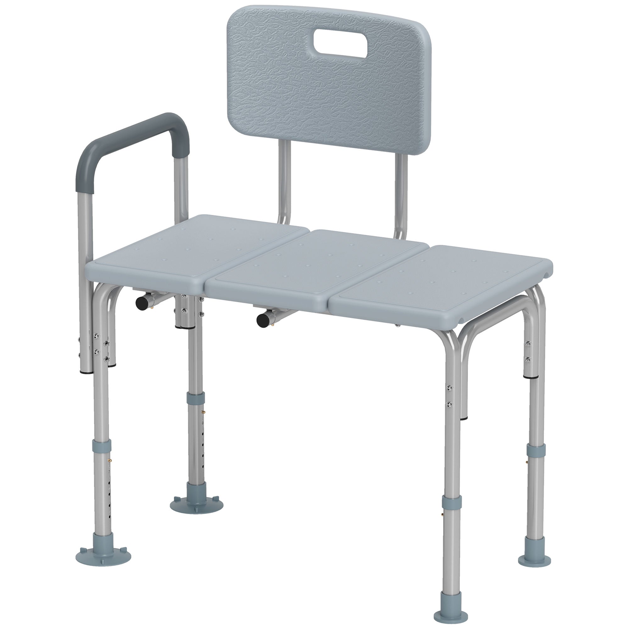 6-Level Adjustable Bath and Shower Transfer Bench Aluminum Chair with Non-Slip Feet, Armrest &; Backrest Grey Bath Chairs   at Gallery Canada