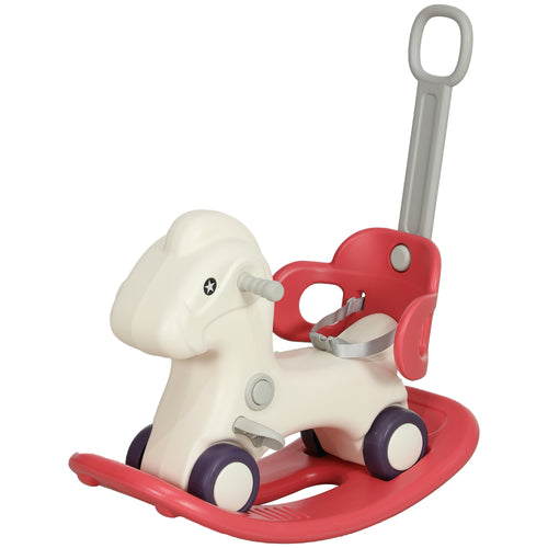 4 in 1 Kids Rocking Horse w/ Detachable Balance Board &; Push Handel, Red