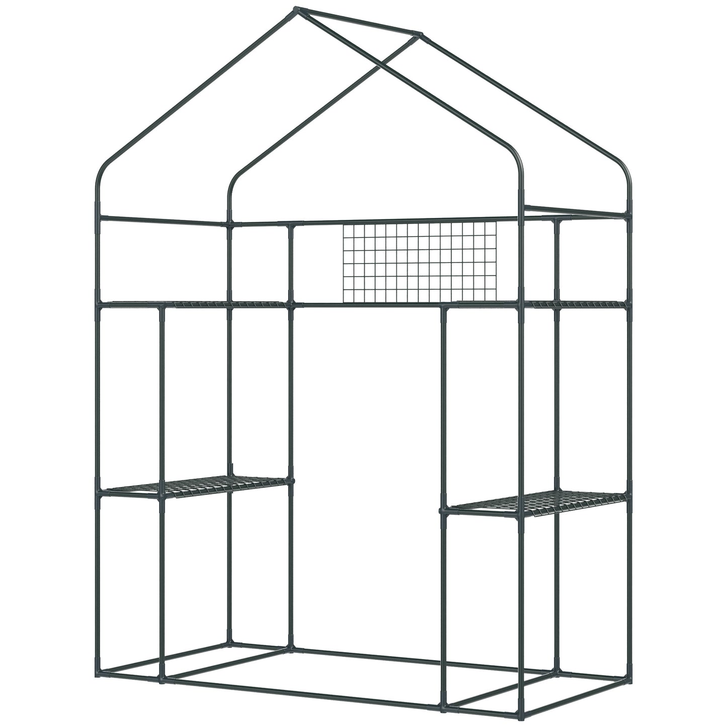 3-Tier Mini Greenhouse, Walk-in Greenhouse, Garden Hot House with 4 Shelves, Roll-Up Door, Mesh Windows, Trellis and Plant Labels, 56" x 29" x 77", Clear Greenhouses at Gallery Canada