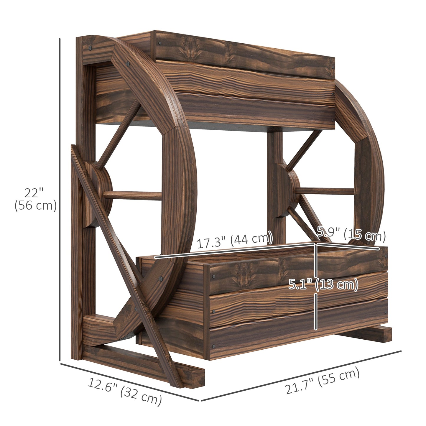 Wooden Wagon Planter Box, 2-Tier Raised Garden Bed, for Vegetables Flowers Herbs Wooden Planter Boxes   at Gallery Canada