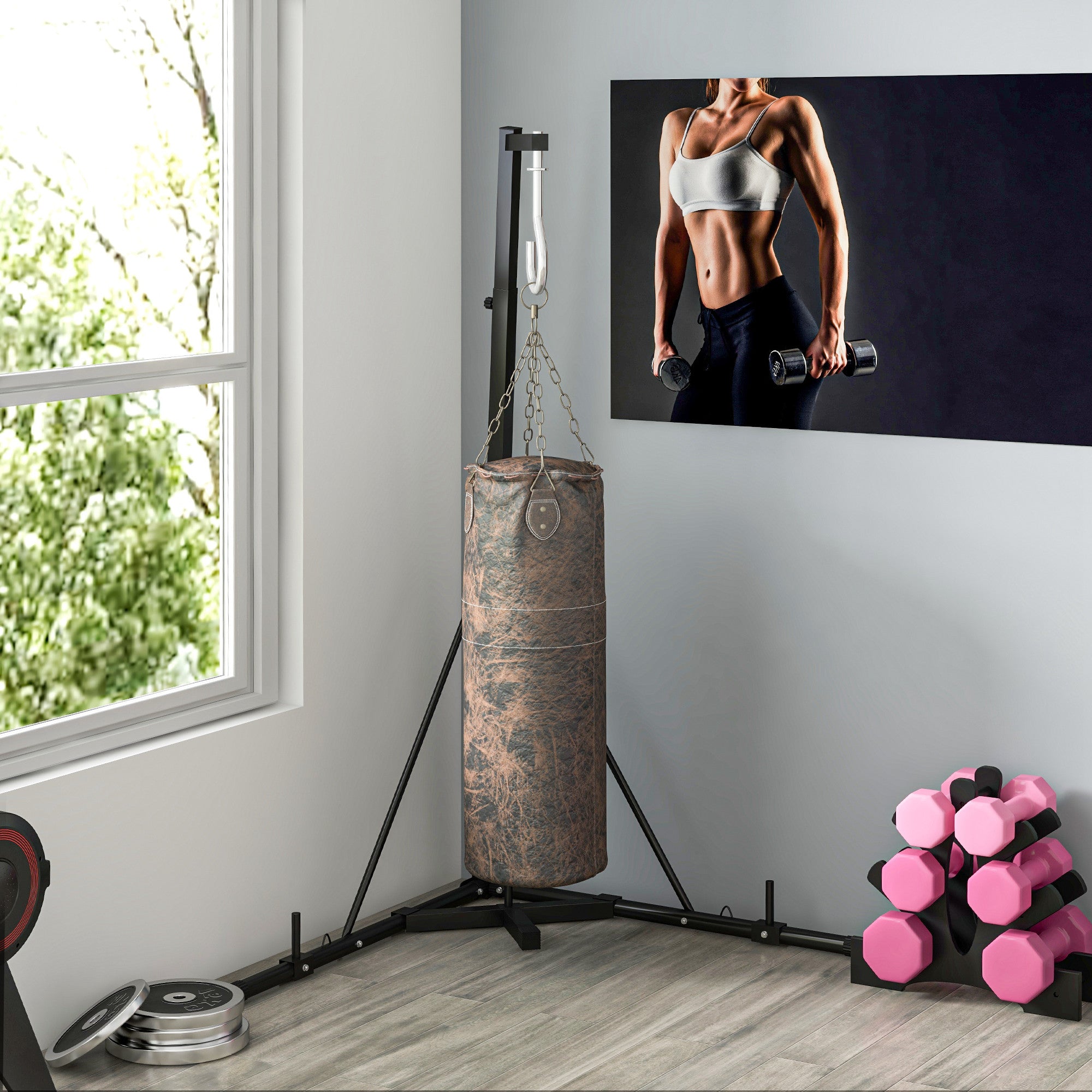 Foldable Punch Bag Stand, Adjustable Height Heavy Bag Stand with Weighted Base, Freestanding for Home Gym, Stand Only Punching Bag Hangers at Gallery Canada