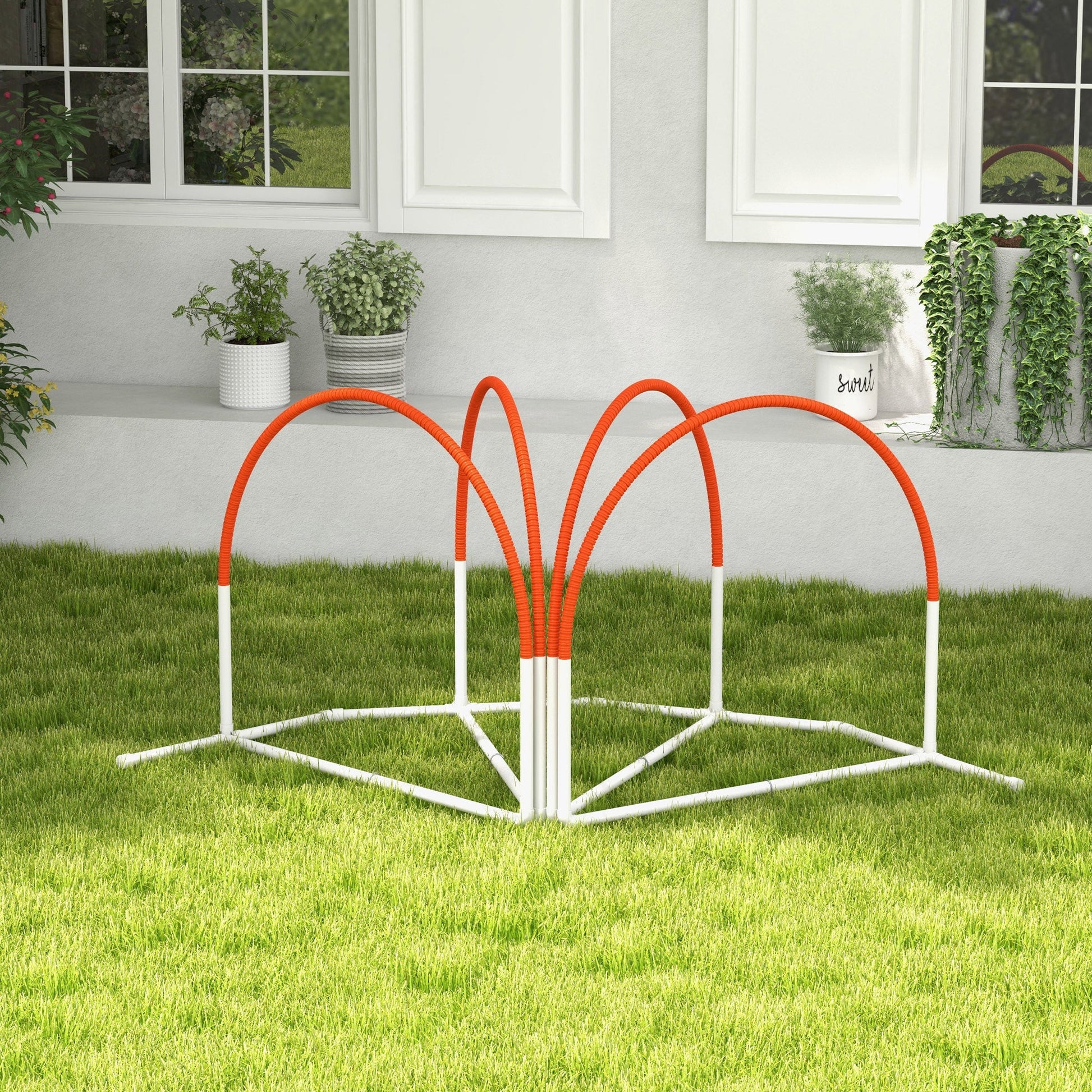 Dog Agility Kit Pet Obstacle Course Training Equipment Outdoor with Weave Poles, Carry Bag, Orange Dog Agility Training Equipment   at Gallery Canada