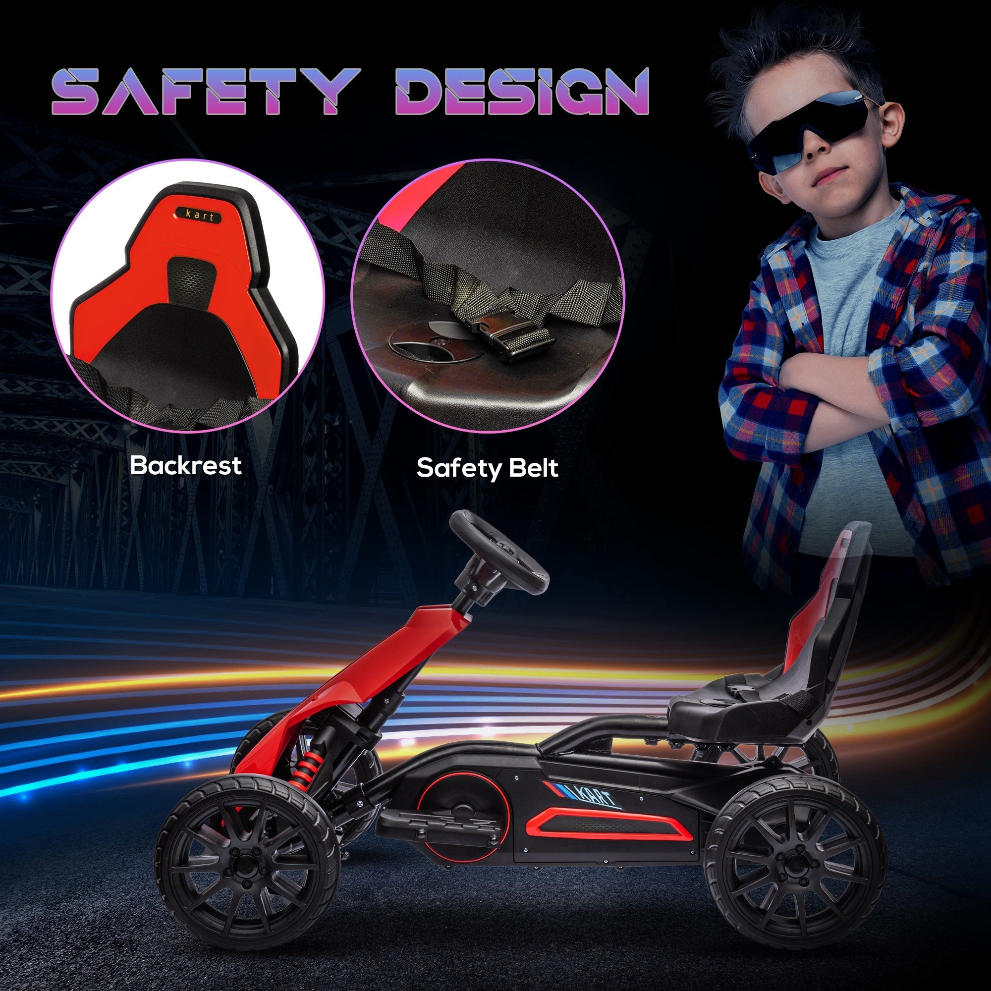 Electric Go Kart, 12V Outdoor Racer Car for Kids, with Forward Backward, Adjustable Speed, Ages 3-8 Years Old, Red Electric Toy Cars   at Gallery Canada