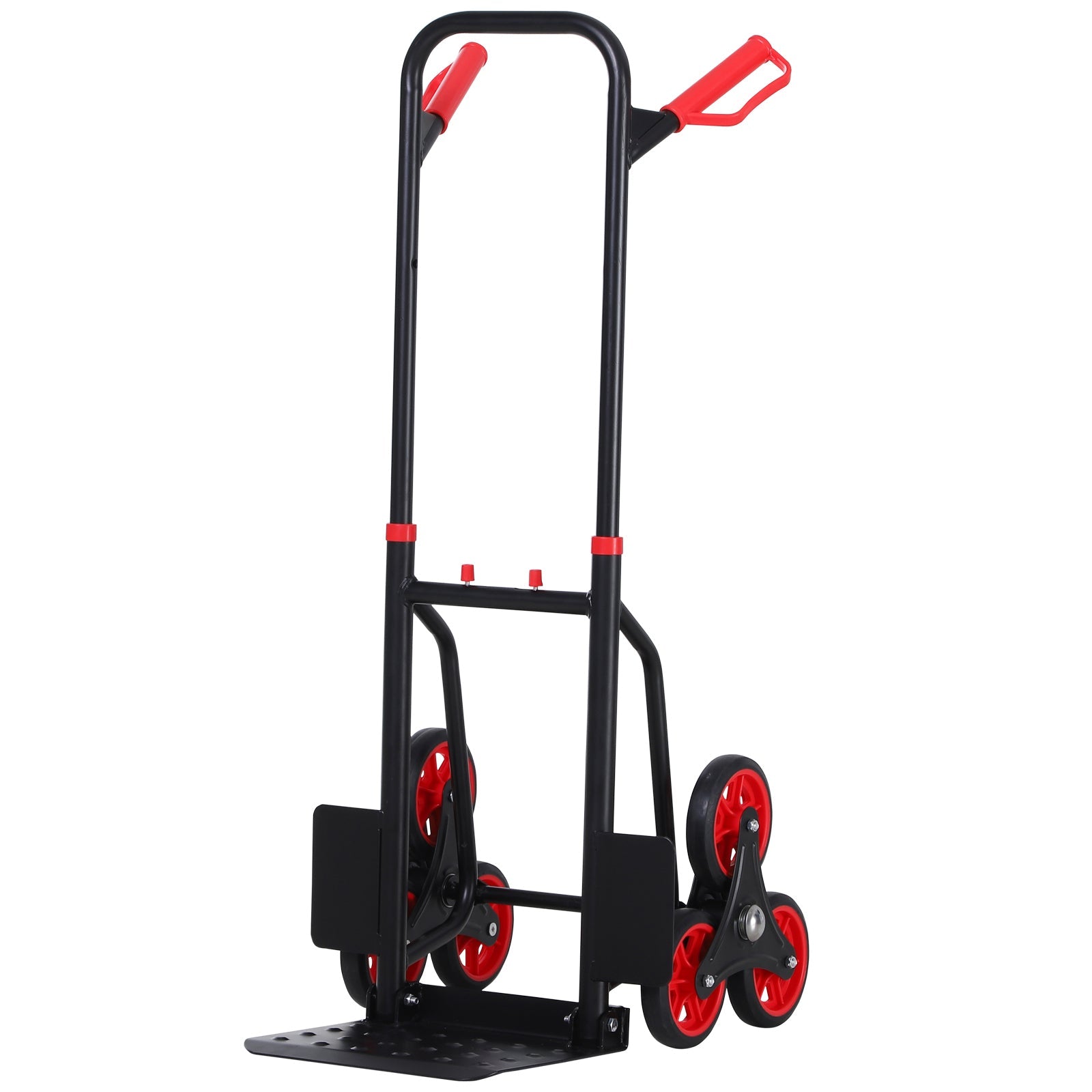 6-Wheels Stair Climber Trolley Cart Hand Truck and Dolly Foldable Steel Load Cart, 264lbs Capacity Folding Hand Trucks Red and Black  at Gallery Canada