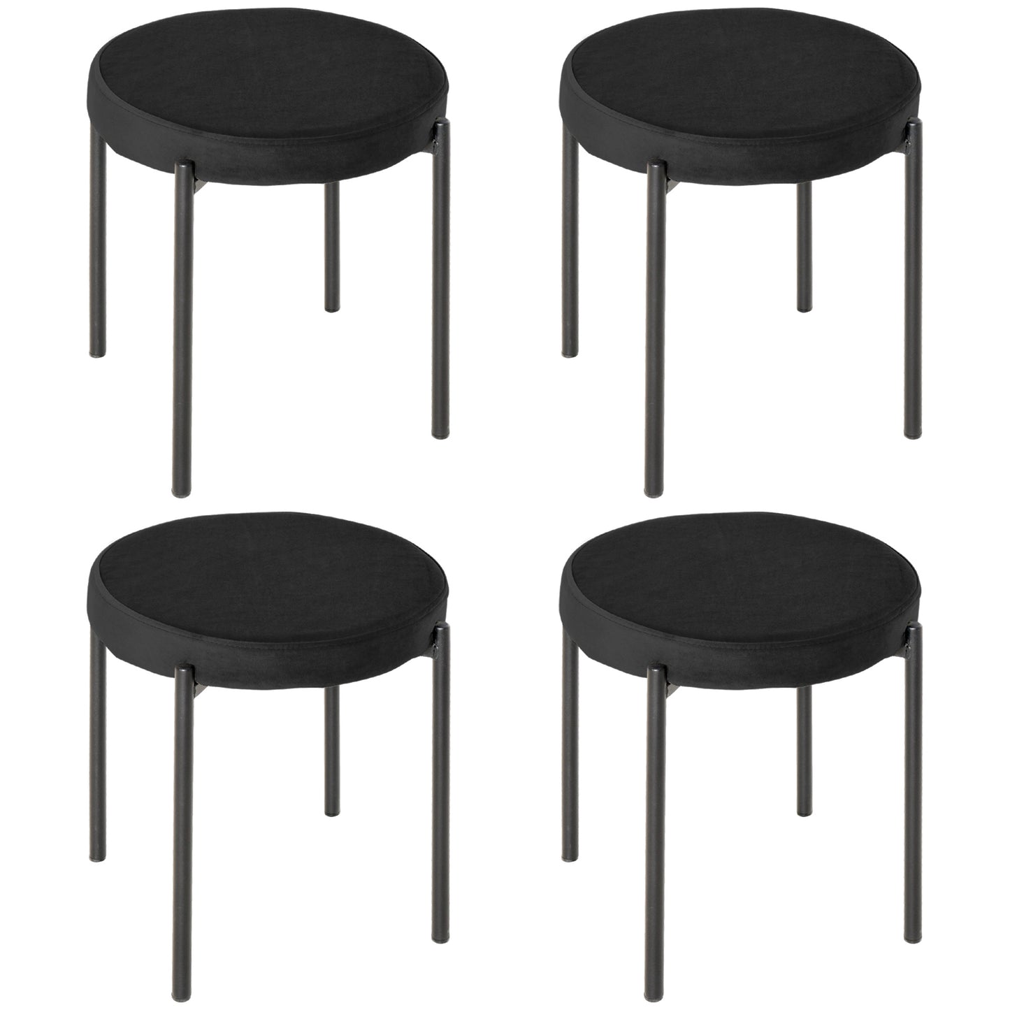 Backless Round Dining Chairs, Modern Stacking Stools Set of 4, Kitchen Chairs with Metal Legs, Black Dining Chairs   at Gallery Canada