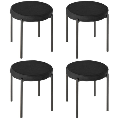 Backless Round Dining Chairs, Modern Stacking Stools Set of 4, Kitchen Chairs with Metal Legs, Black Dining Chairs   at Gallery Canada