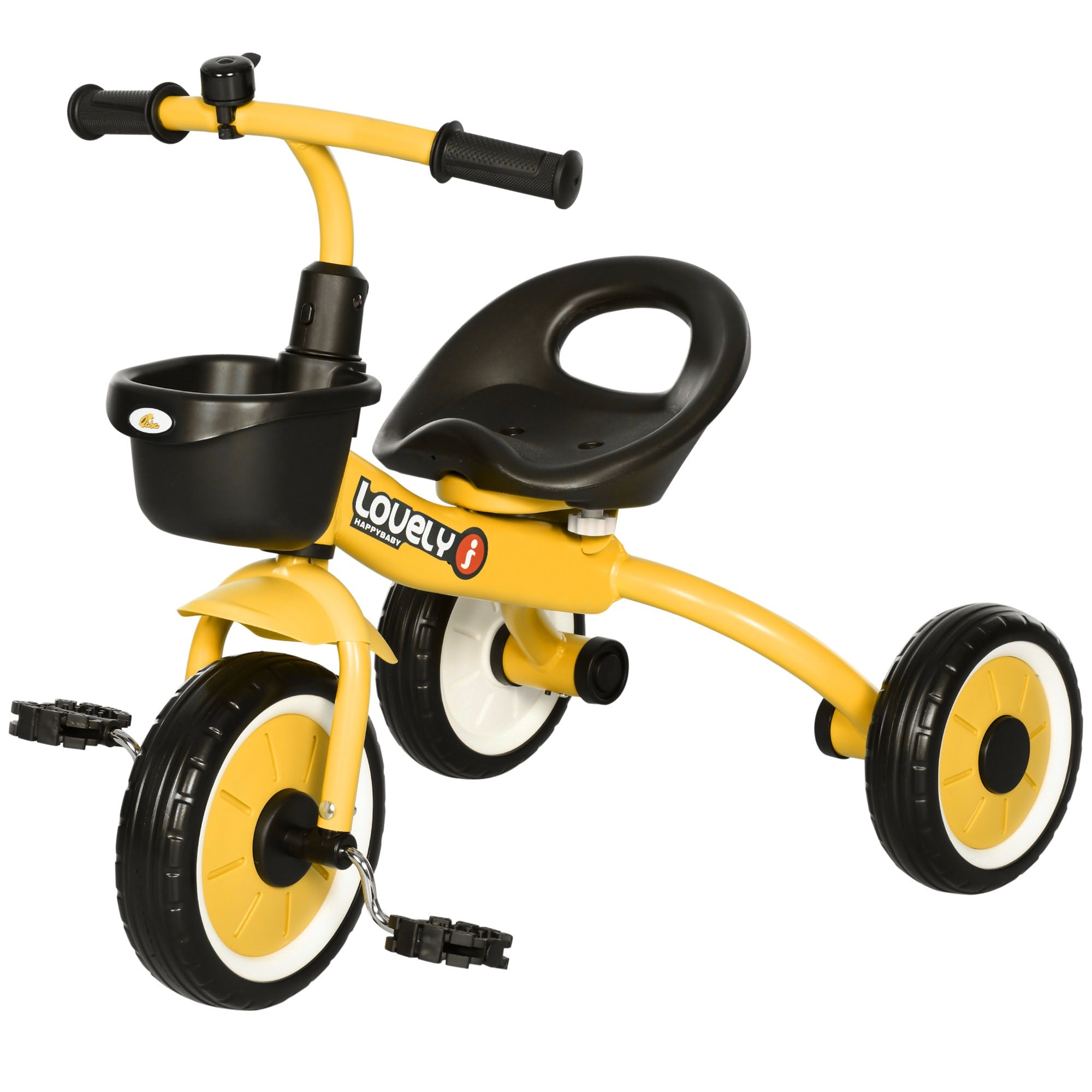 Tricycle for Toddler 2-5 Year Old Girls and Boys, Toddler Bike with Adjustable Seat, Basket, Bell, Yellow Tricycles for Kids Yellow  at Gallery Canada