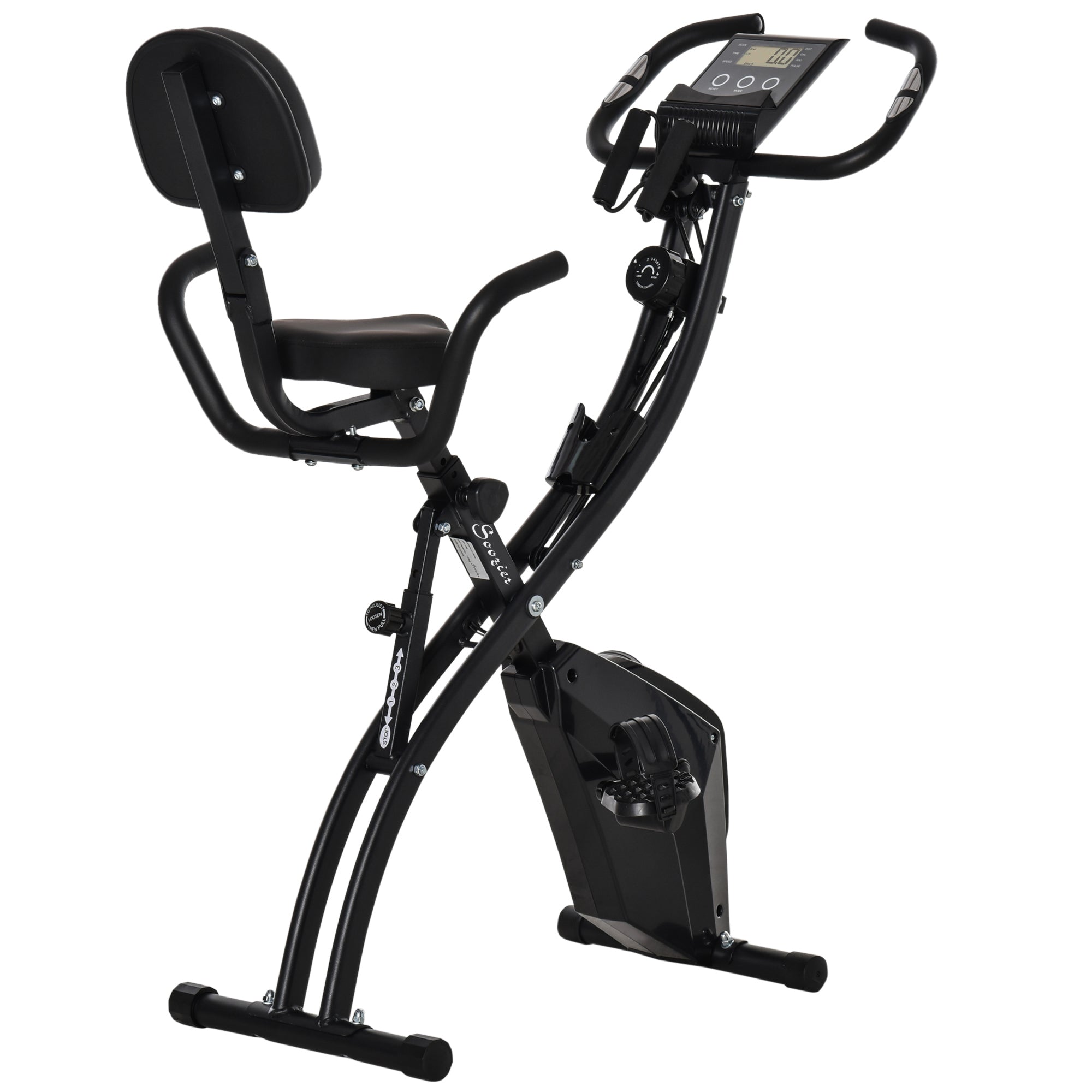 3 in 1 Folding Exercise Bike, Foldable Stationary Bike with 8-Level Magnetic Resistance, Adjustable Seat, Black Exercise & Stationary Bikes Black at Gallery Canada