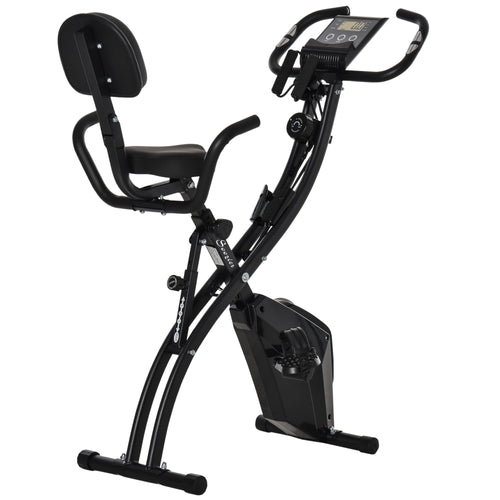 3 in 1 Folding Exercise Bike, Foldable Stationary Bike with 8-Level Magnetic Resistance, Adjustable Seat, Black