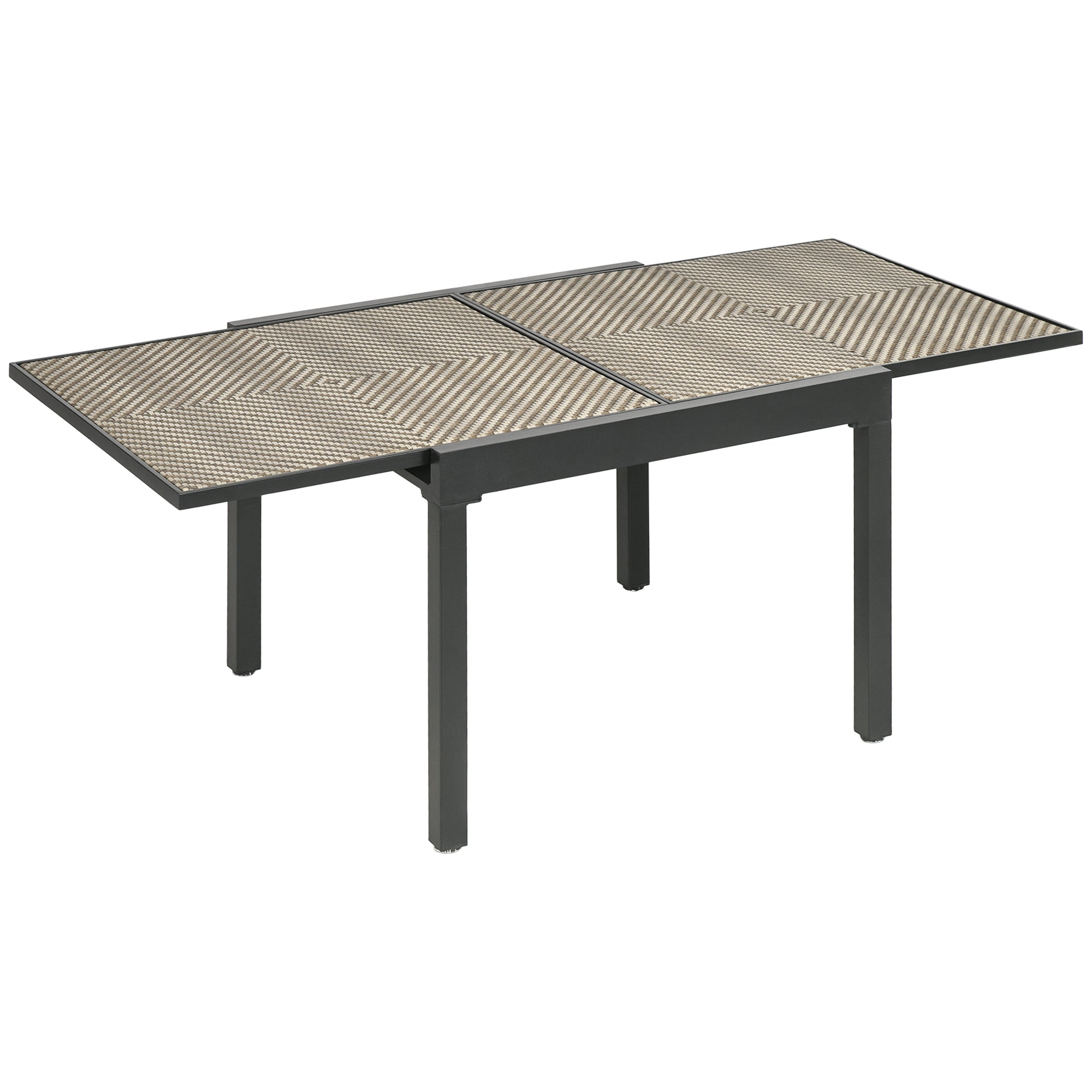 Extendable Rattan Dining Table, Patio Retractable Table, Aluminum Frame, 90/180 x 90 cm, Mixed Brown Patio Dinning Tables   at Gallery Canada