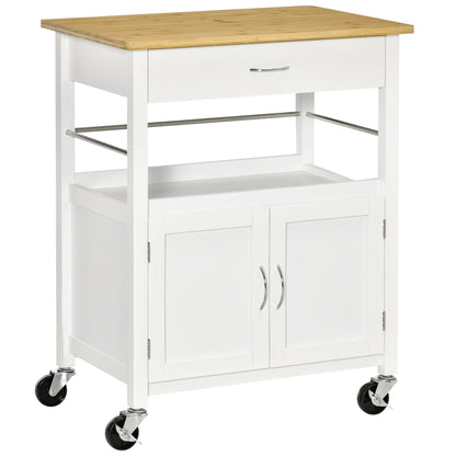 Kitchen Cart, Utility Trolley, Small Kitchen Island with Storage Drawer &; Side Hooks for Dining Room, White Kitchen Islands & Kitchen Carts White  at Gallery Canada