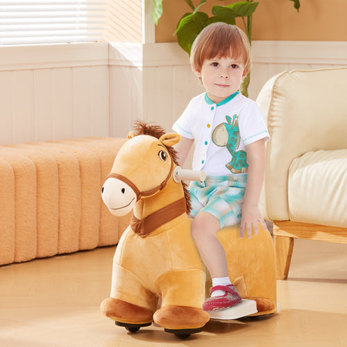 6V Battery Powered Kids Ride on Animal Toy, Electric Ride on Horse with Music Forward, Brown