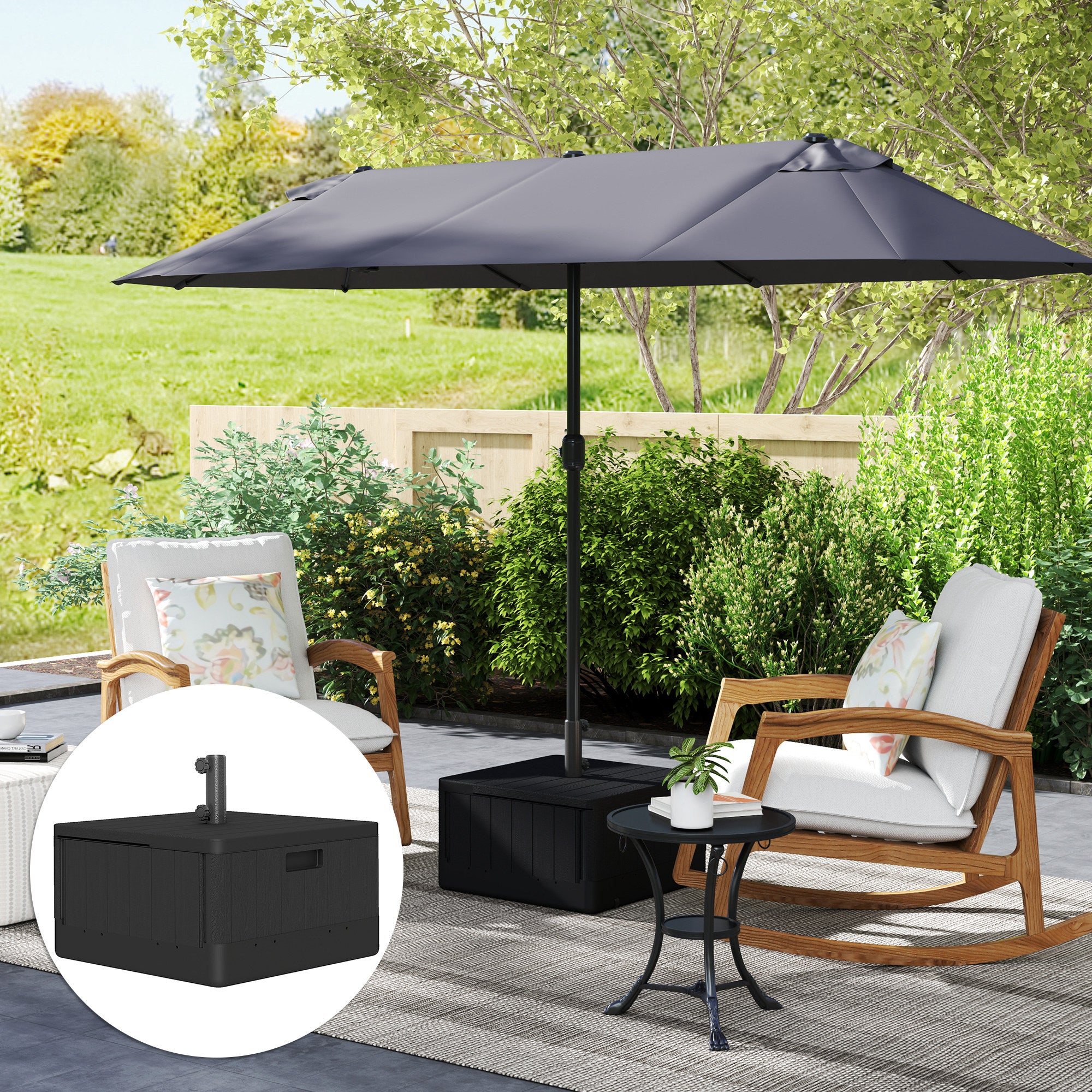 Patio Umbrella Base Outdoor Umbrella Stand with Wheels Handles, Patio Umbrella Stand, Filled Up to 176lbs with Stand or 110lbs with Water for Garden, Poolside, Black Umbrella Bases at Gallery Canada