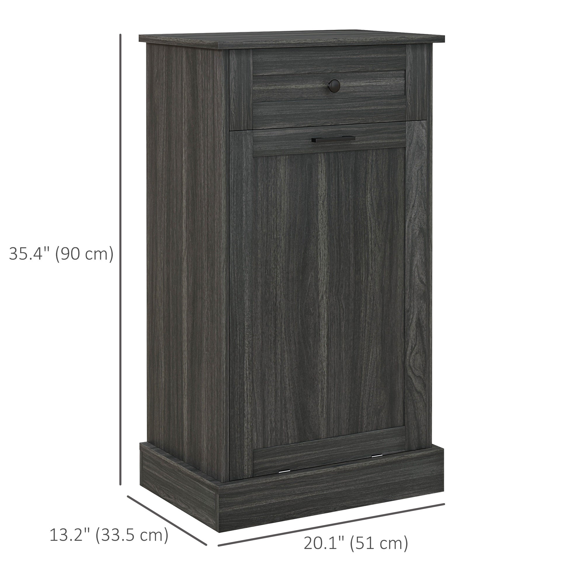 Kitchen Tilt Out Trash Bin Cabinet, Free Standing Recycling Cabinet, Trash Can Holder with Drawer, Charcoal Grey Storage Cabinets at Gallery Canada