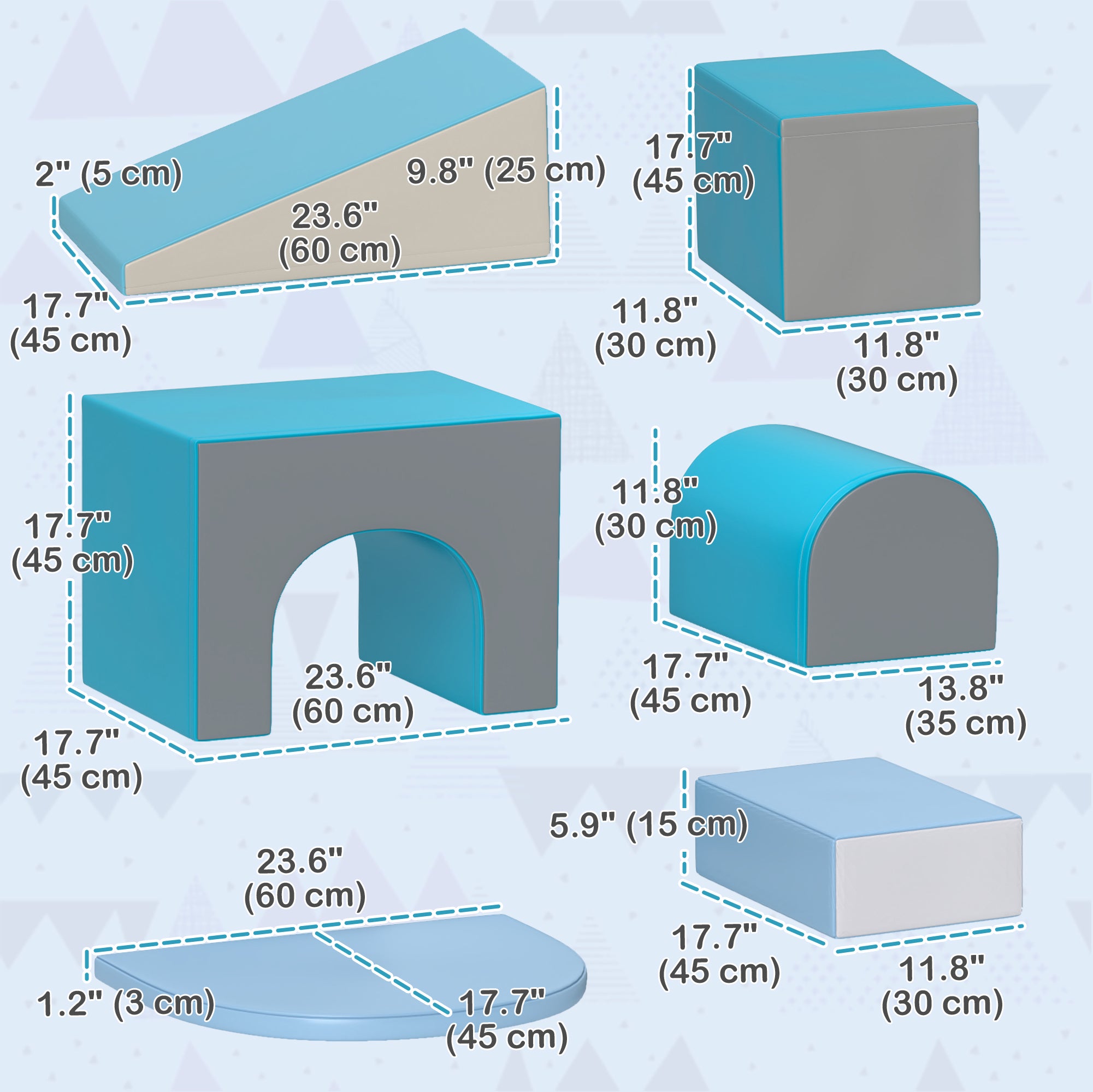 7 Piece Indoor Soft Play for Toddlers Climb and Crawl - Blue and Grey Baby Gym & Playmats   at Gallery Canada