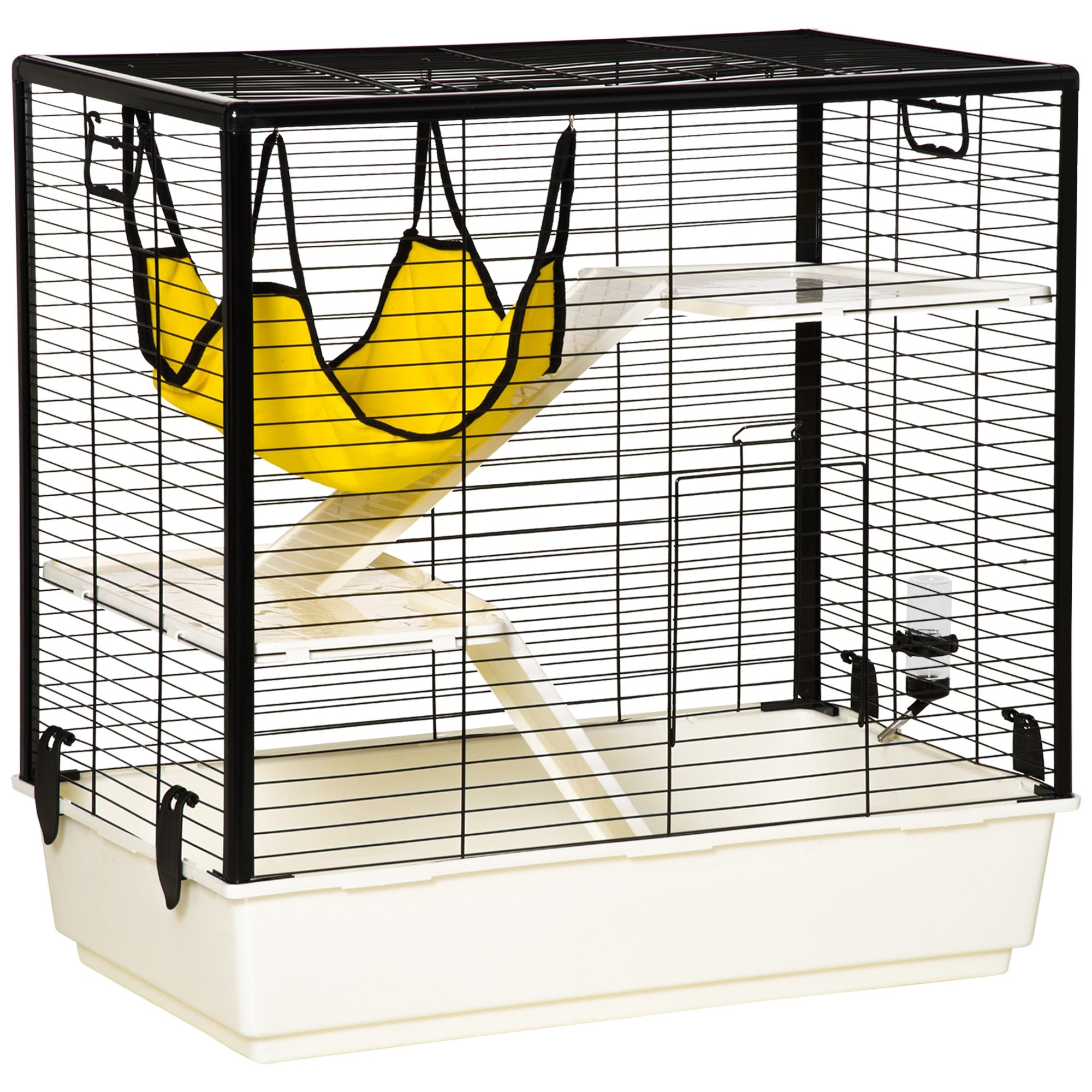 Portable Small Animal Cage with Hammock, Water Bottle, Food Dish, Ramps, 31.5