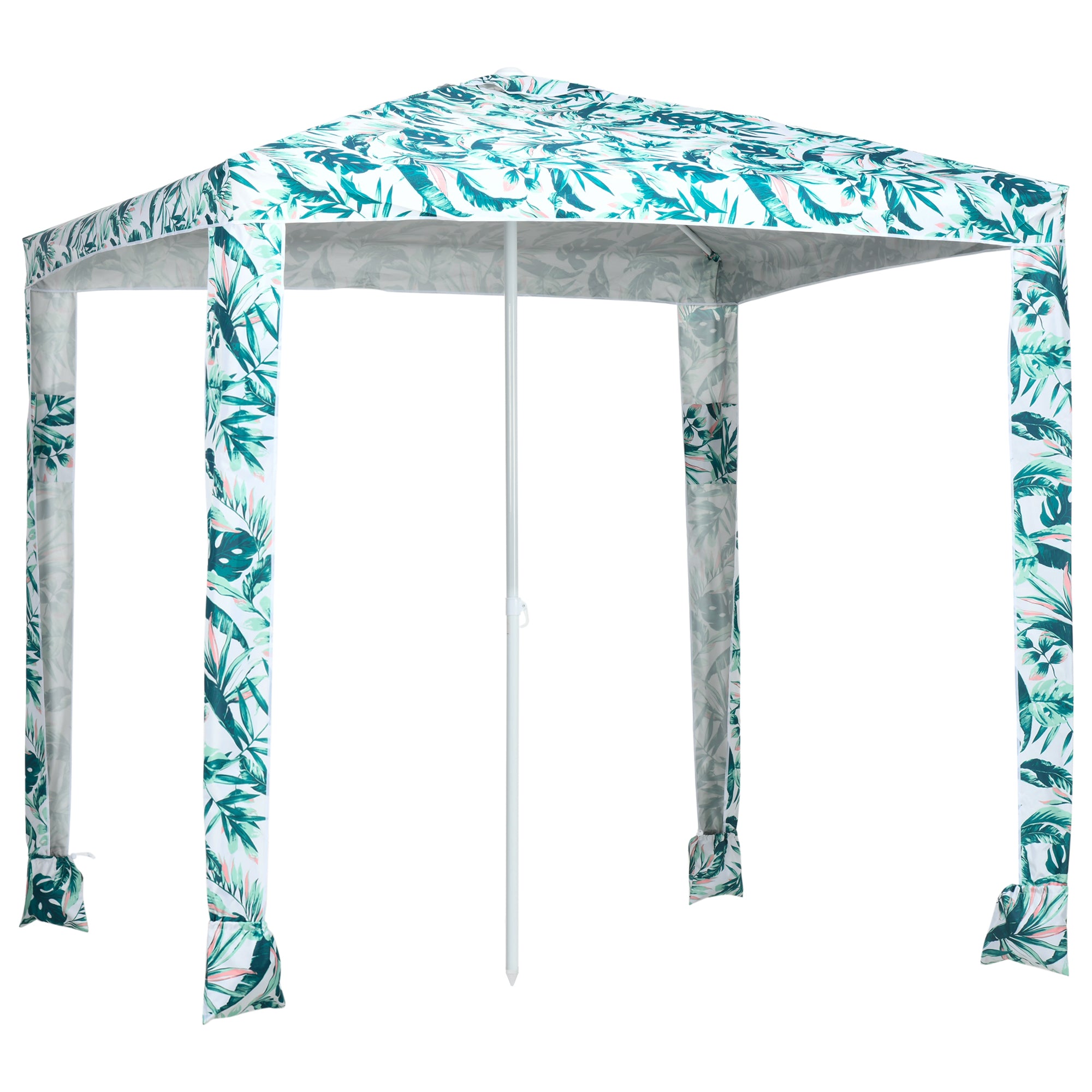 Beach Umbrella, 6.5' Easy-Assembly Sun-Shade Shelter with Sandbags and Carry Bag, Cool UV50+, Green Beach Umbrellas Green Coconut Palm at Gallery Canada