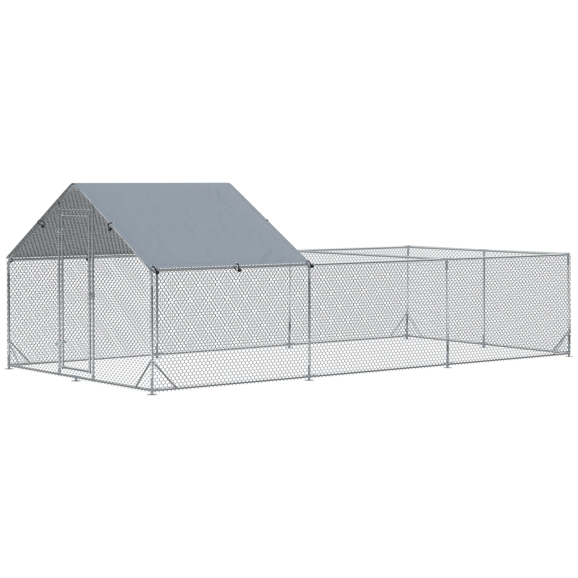 19.7' x 9.8' Metal Chicken Run with Waterproof and Anti-UV Cover Chicken Coops at Gallery Canada