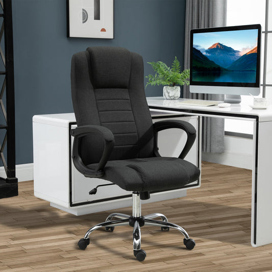 High Back Office Chair, Height Adjustable Computer Desk Chair with Swivel Wheels and Tilt Function, Charcoal Grey Executive & Manager Chairs Charcaol Grey  at Gallery Canada