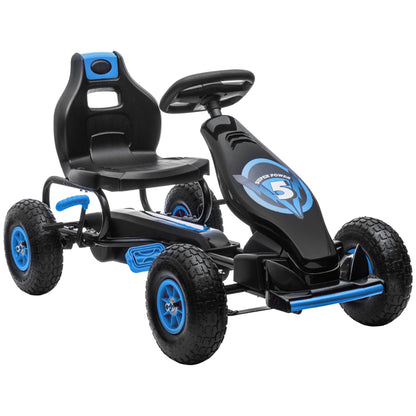 Ergonomic Kids Pedal Go Kart with Adjustable Seat, Rubber Wheels, Hand Brake, Ages 5-12, Blue Pedal Go Karts for Kids Multi Colour  at Gallery Canada