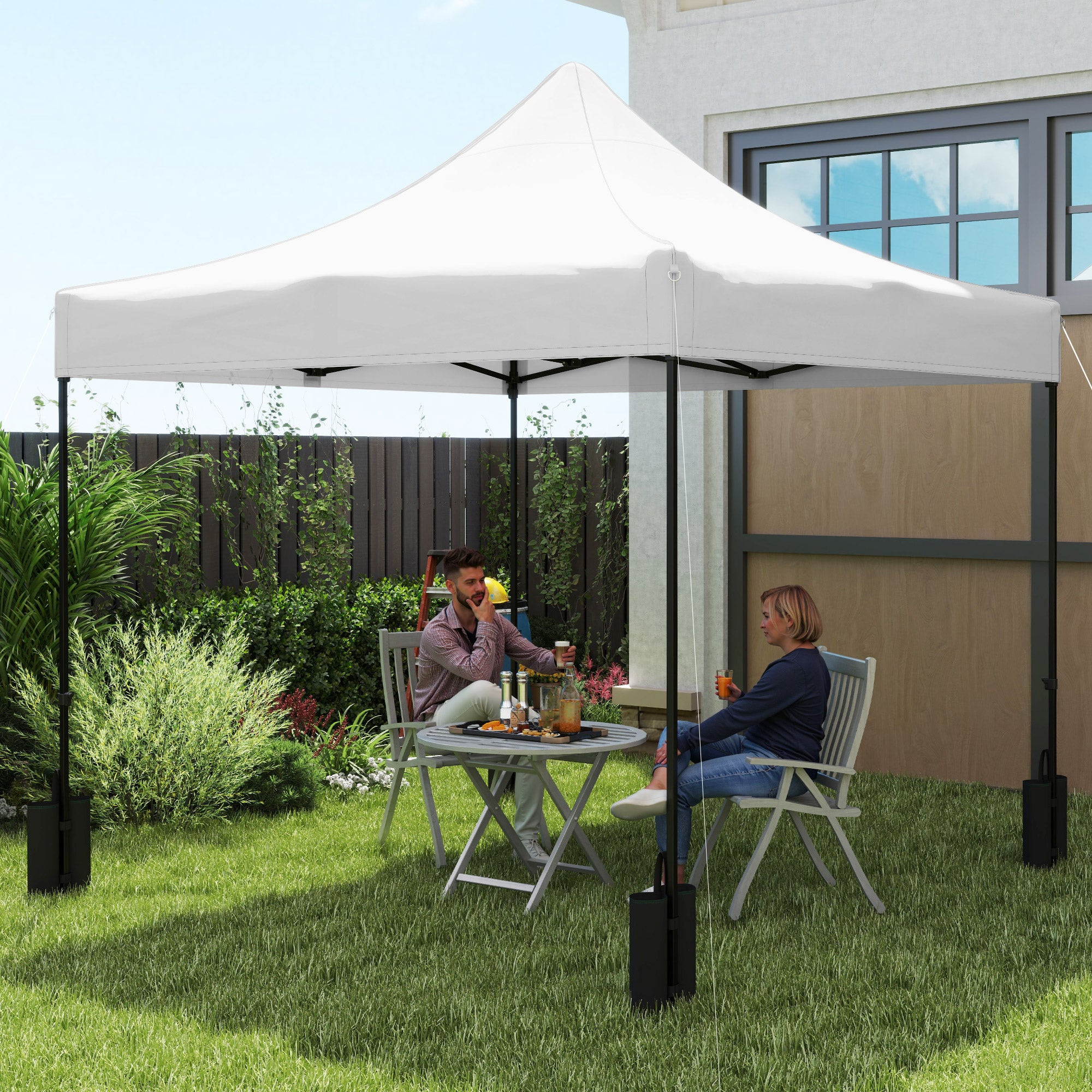 10' x 10' Replacement Canopy Top for Pop Up Canopy Tent with 4 Sand Bags, UPF50+ Protection, White Gazebo Canopy Replacement at Gallery Canada