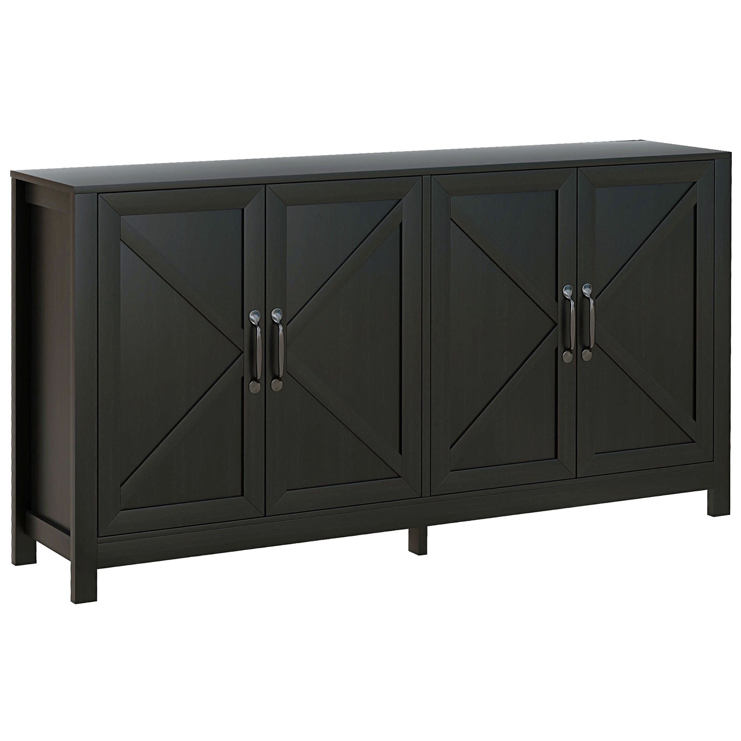 Sideboard Buffet, Storage Cabinet with Barn Door and Adjustable Shelf, TV Stand for TVs up to 65 Inches, Black Oak Bar Cabinets   at Gallery Canada