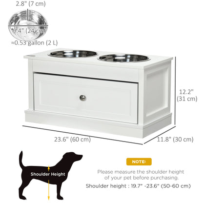 Elevated Dog Bowls with Storage Drawer for Large Dogs, White Dog Bowls   at Gallery Canada