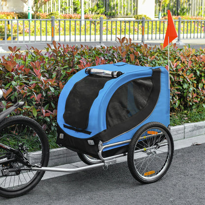 Dog Bike, Trailer Foldable Pet Cart, Bicycle Wagon, Cargo Carrier Attachment for Travelling w/ Safety Anchor, Blue Dog Bike Trailers & Strollers at Gallery Canada