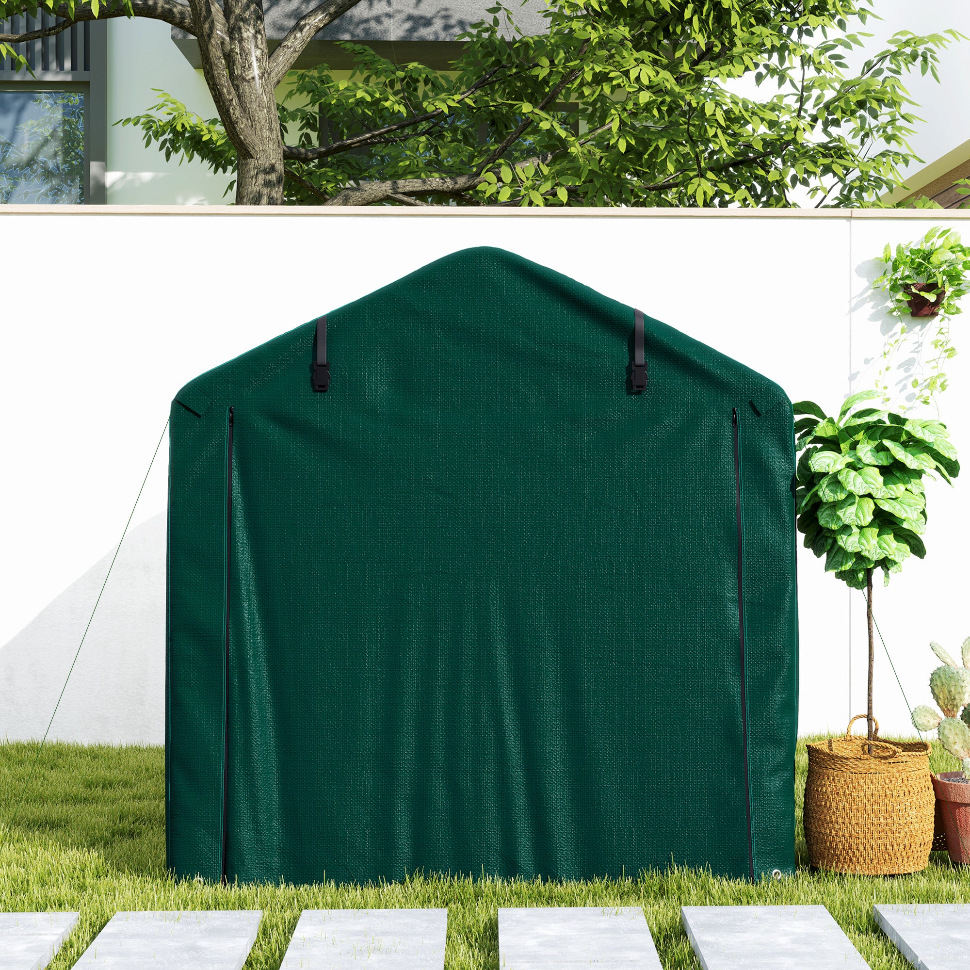 Outdoor Storage Shed, UV Resistant Bike Tent with Roll-up Zipper Door, Portable Shed for Bike, Motorcycle, Dark Green Sheds at Gallery Canada
