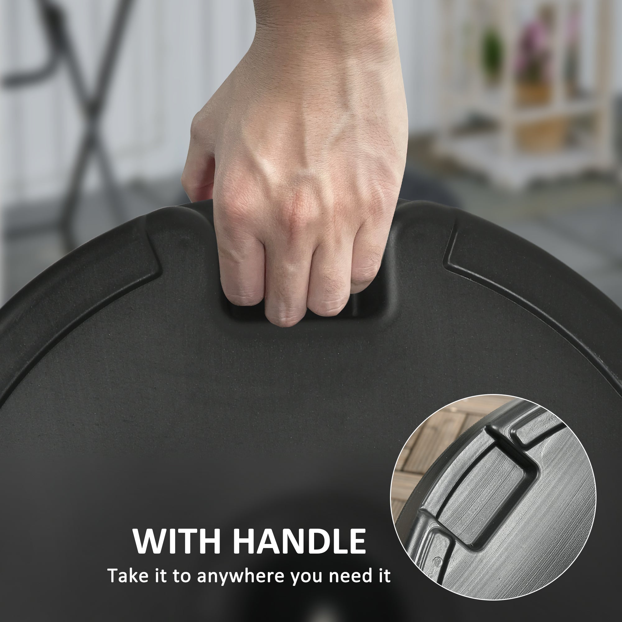 Patio Umbrella Base with Handle, Heavy Duty Round Umbrella Stand, Garden Umbrella Holder for 1.5