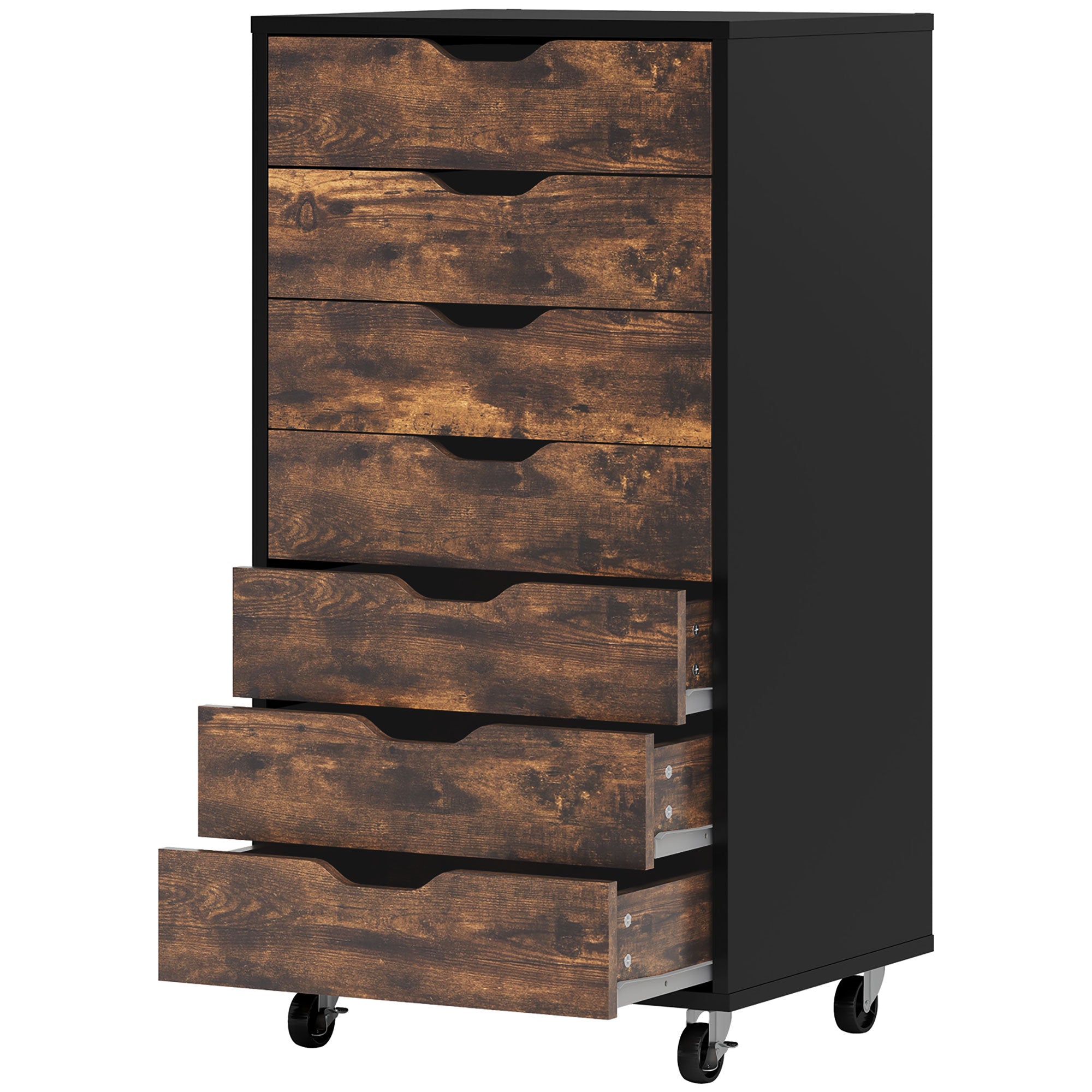 7-drawer Vertical File Cabinet for Home Office, Storage Cabinet with Wheels, 18.7
