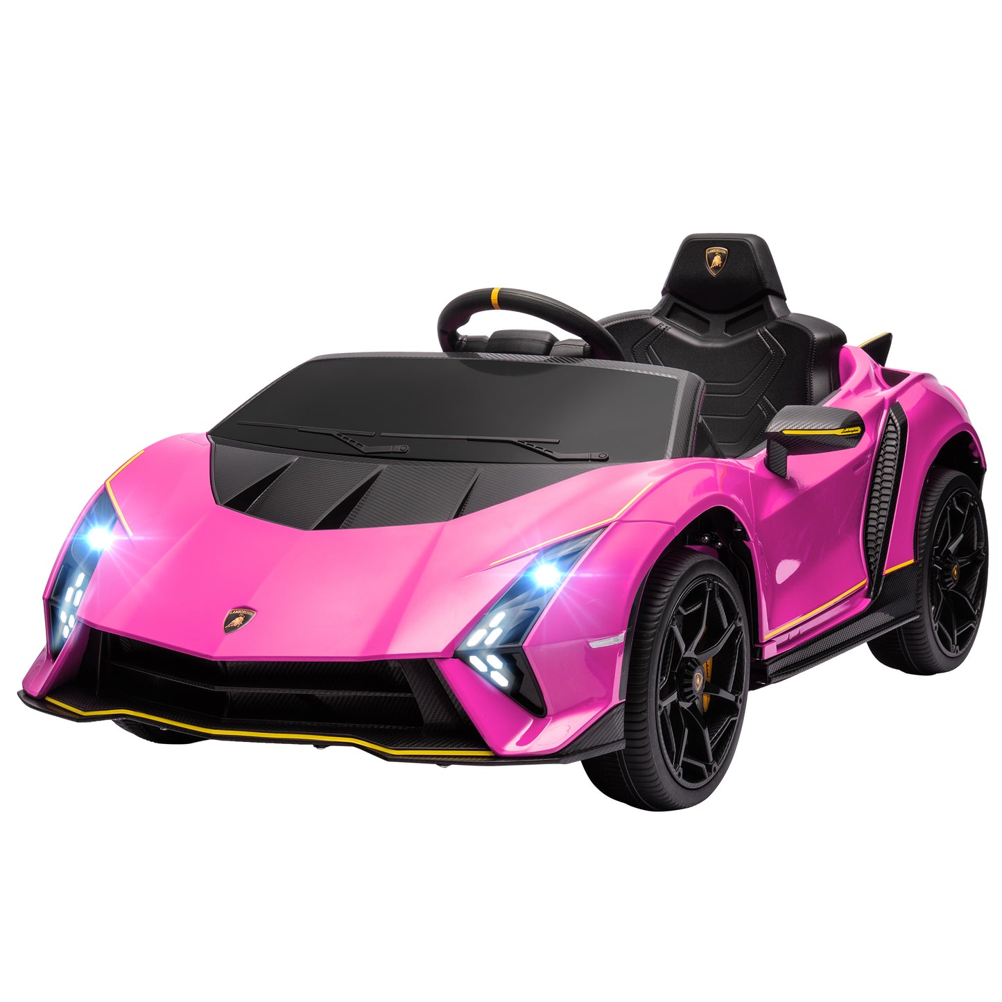 12V Lamborghini Autentica Licensed Kids Car with Remote Control, 4 Wheels Spring Suspension, Soft Start, Pink Electric Toy Cars   at Gallery Canada