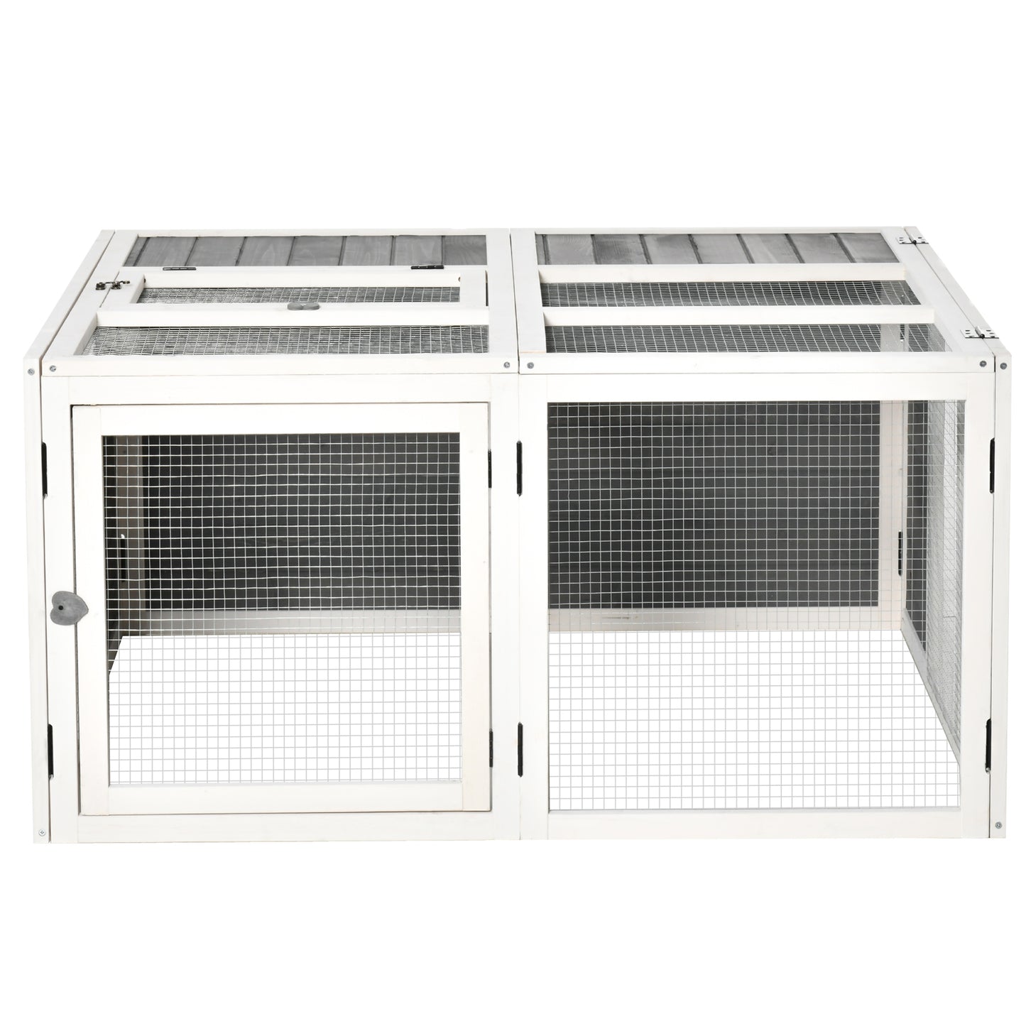 Rabbit Hutch with Openable Foldable Top, Door, for 1-4 Rabbits, for Outdoor, Backyard, Garden, Grey Rabbit Hutch   at Gallery Canada