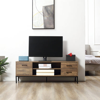 TV Stand for TV up to 50 Inches, TV Cabinet with Door, Open Storage and Drawers, TV Table with Steel Legs, Coffee TV Stands   at Gallery Canada