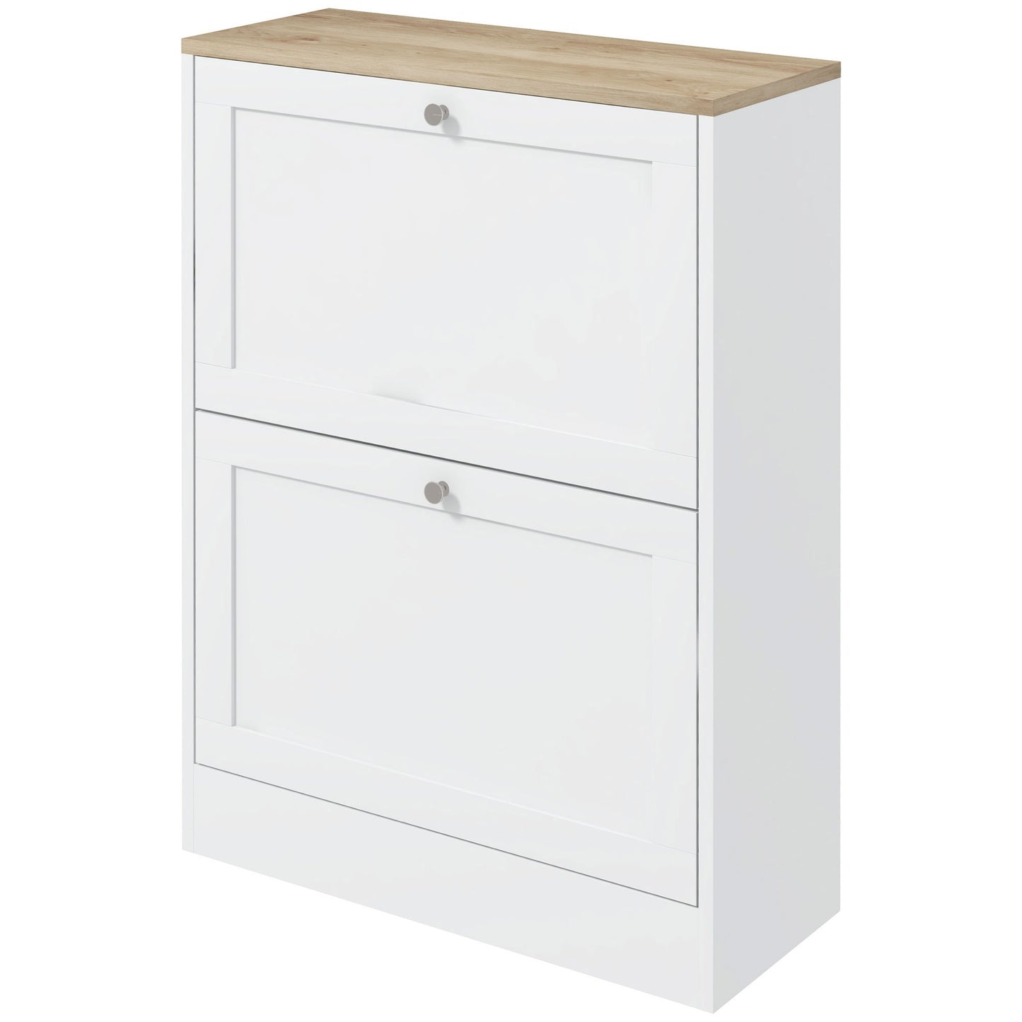 Slim Shoe Storage Cabinet, Modern Shoe Cabinet with 2 Flip Drawers and Adjustable Shelves for 12 Pairs, White Shoe Storage Cabinets & Racks   at Gallery Canada