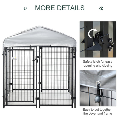 4' x 4' x 4.5' Large Outdoor Dog Kennel Steel Fence with UV-Resistant Oxford Cloth Roof &; Secure Lock Houses, Kennels & Pens   at Gallery Canada