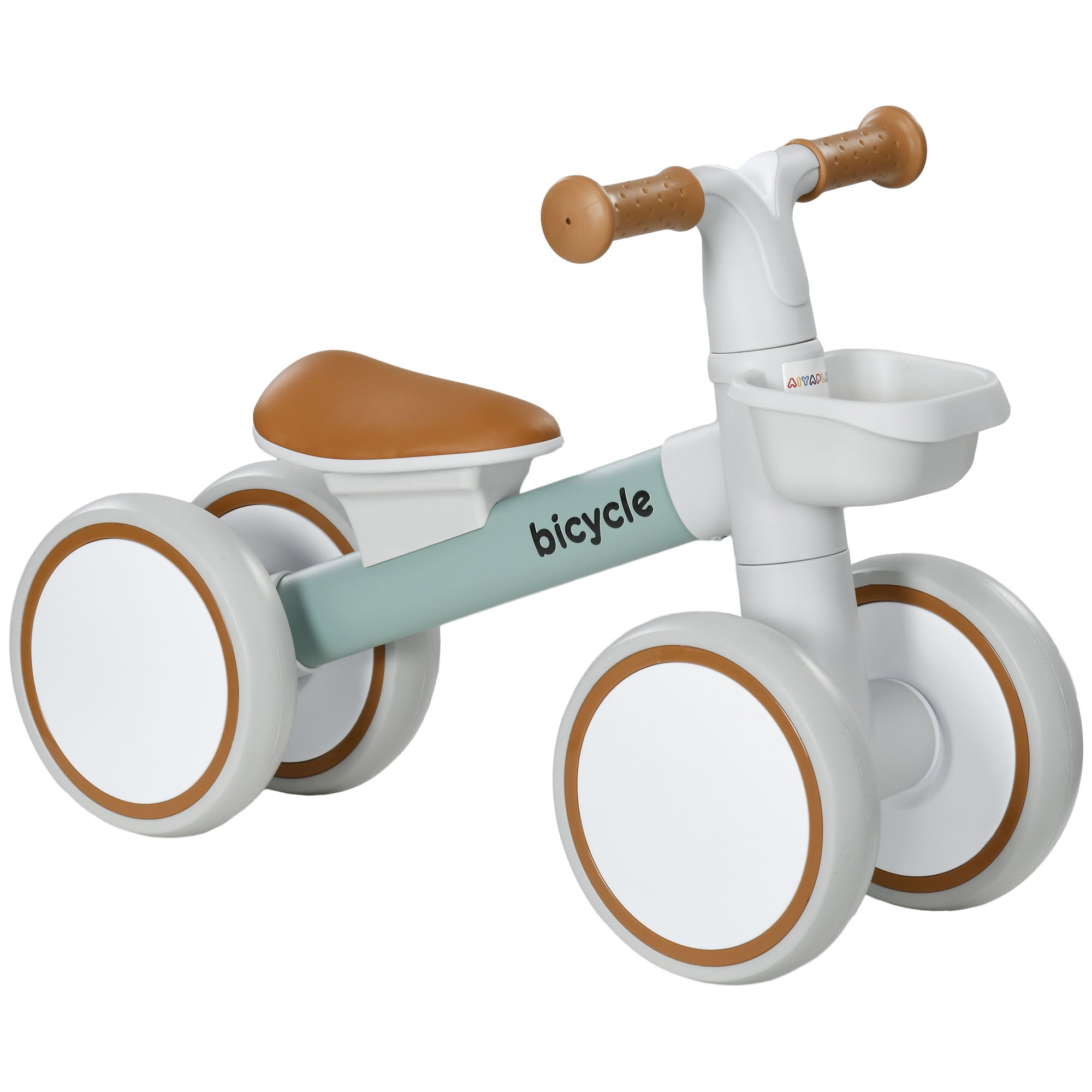 Toddler Balance Bike for 12–36 Months with Adjustable Seat, Removable Basket, 4 Silent Wheels, Green Riding & Rocking Toys at Gallery Canada