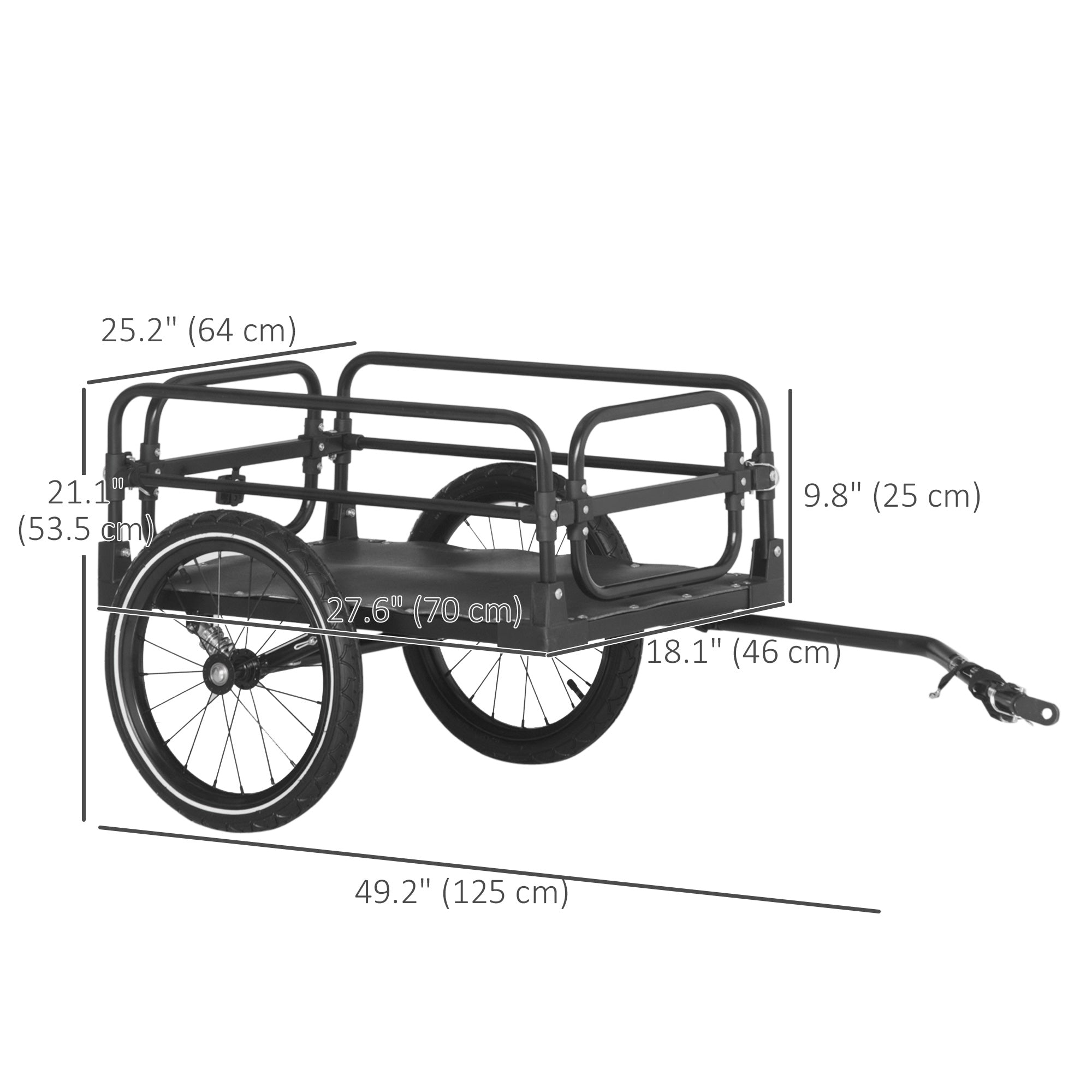 Bike Trailer, Bicycle Cargo Carrier with Suspension, Triple Safety Features, 16