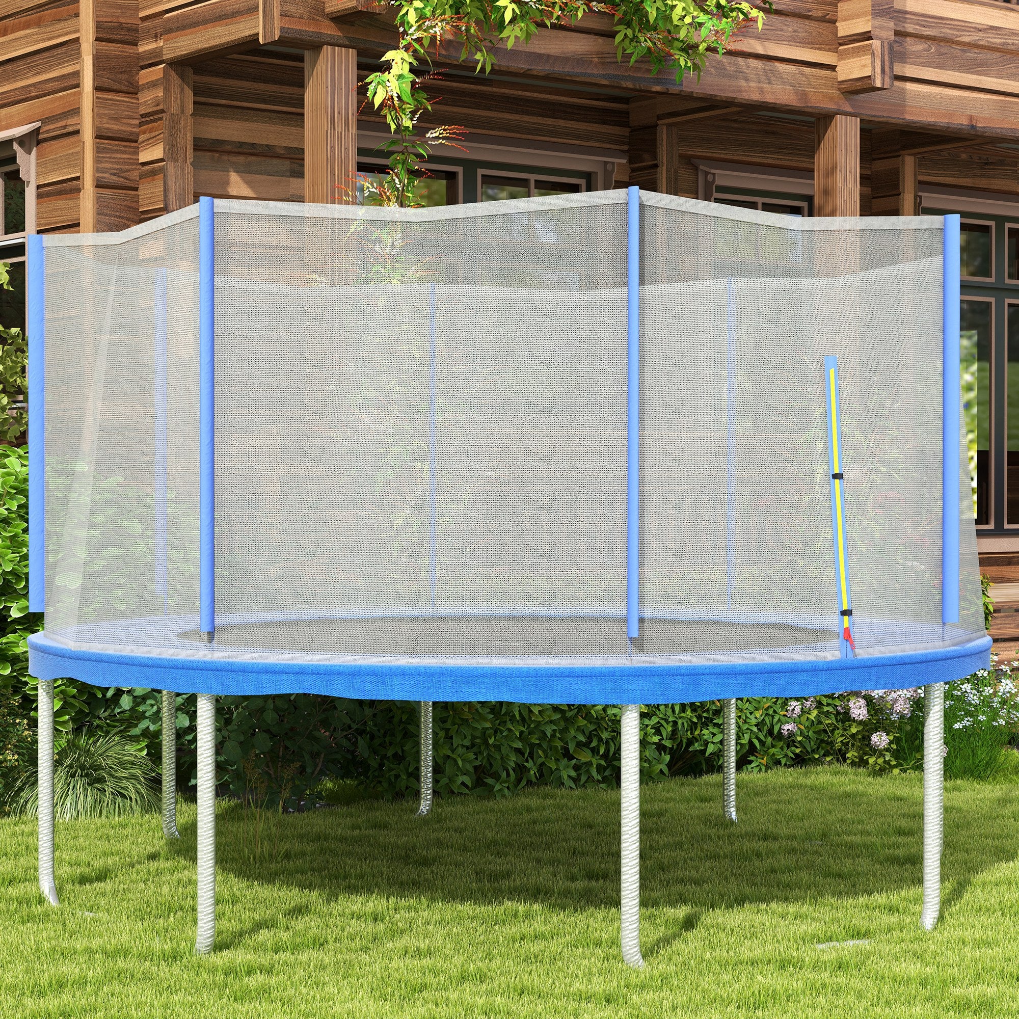 Trampoline Net Enclosure for 14ft Round Trampoline with 8 Straight Poles Poles Not Included, Weather Resistant Trampoline Netting Replacement with Zippered Entrance, Blue Trampolines at Gallery Canada