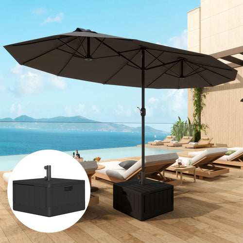 Patio Umbrella Base Outdoor Umbrella Stand with Wheels Handles, Patio Umbrella Stand, Filled Up to 176lbs with Stand or 110lbs with Water for Garden, Poolside, Black
