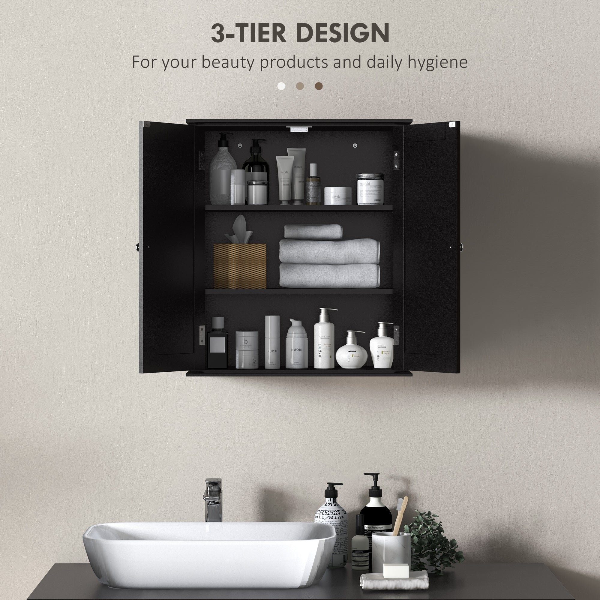 Bathroom Medicine Cabinet, Wall Cabinet with 2 Doors and Adjustable Shelf, Space Saver Over Toilet Cabinet Wall Mounted Cabinets   at Gallery Canada