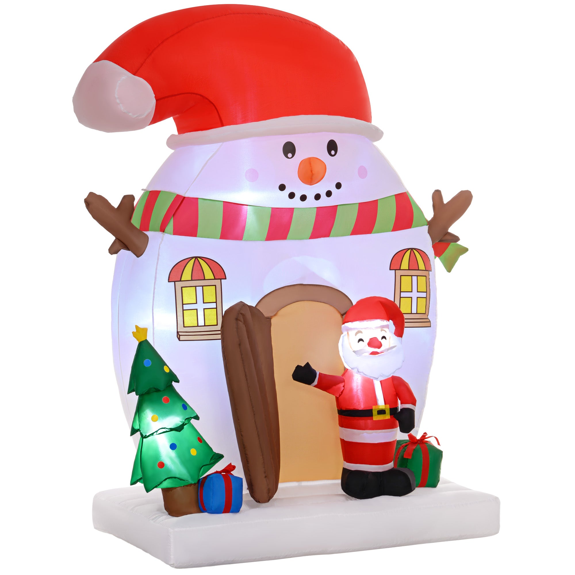 7.5FT Christmas Inflatable Decorations, Outdoor Xmas Blow Up Snowman House with Santa Claus, Built-in LED Lights Christmas Inflatables   at Gallery Canada