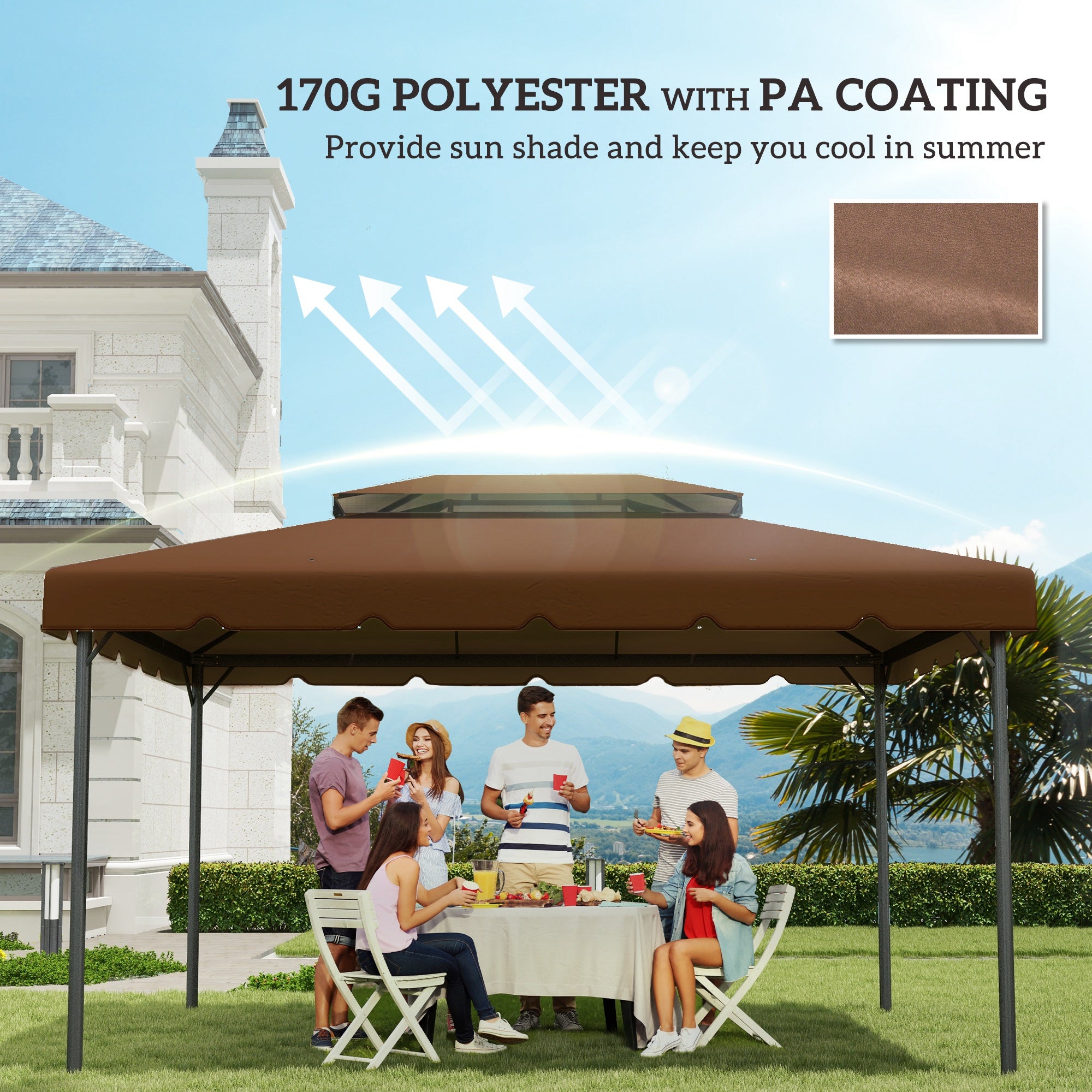 13.1' x 9.8' Gazebo Replacement Canopy, Gazebo Top Cover with Double Vented Roof for Garden Patio(TOP ONLY), Coffee Gazebo Canopy Replacement at Gallery Canada