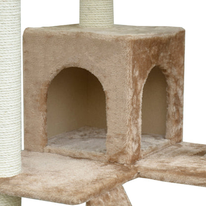 71-Inch Cat Tree Furniture Pet Tower House with Scratch Post and Condo, Beige Cat Towers   at Gallery Canada