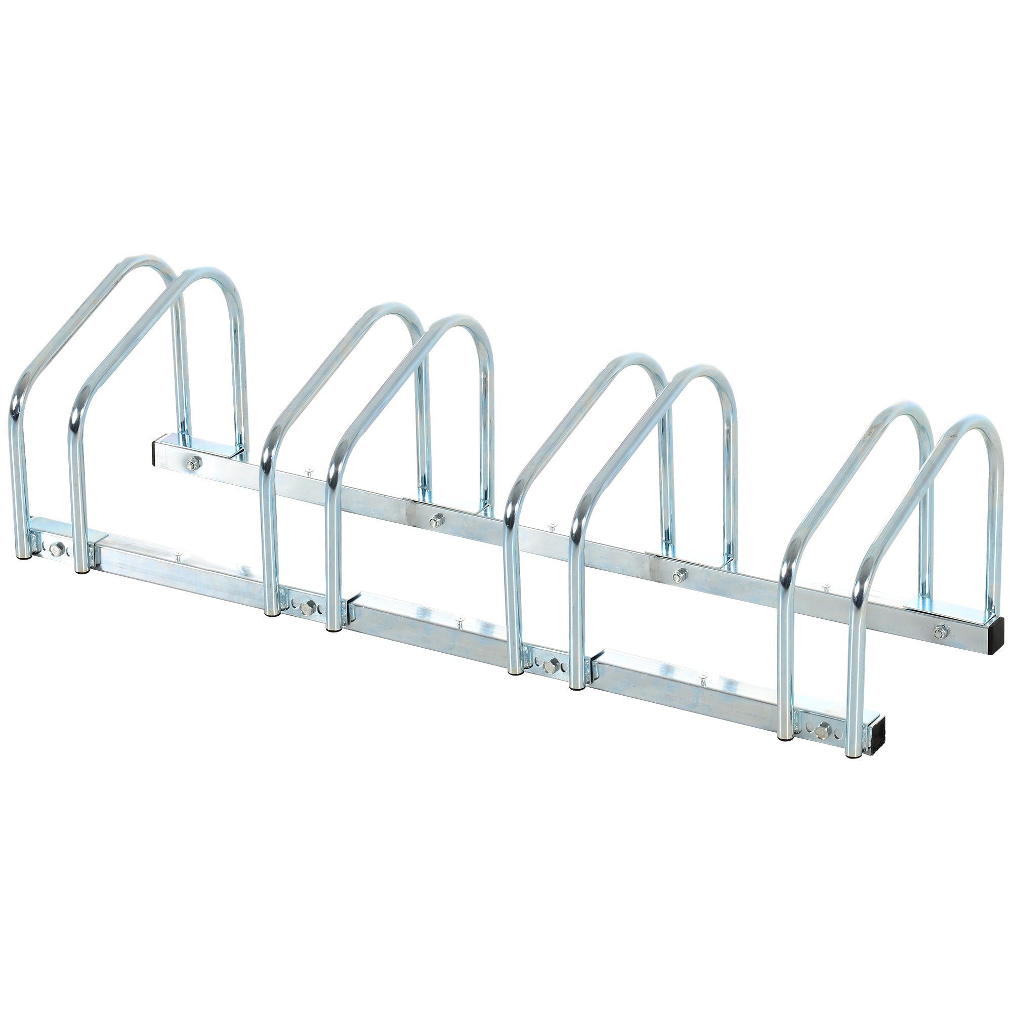 4-Bike Bicycle Floor Parking Rack Cycling Storage Stand Garage Organizer for Indoor and Outdoor Use Silver Bike Parking Stands   at Gallery Canada