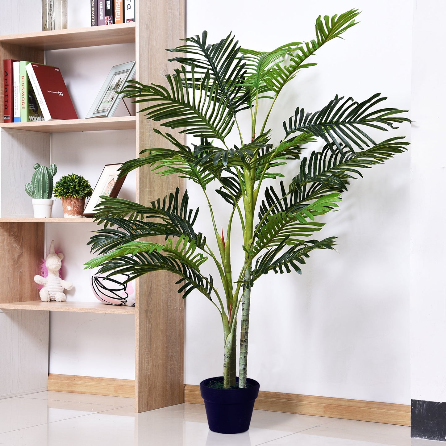 5FT Artificial Palm Tree, Fake Tropical Tree with Lifelike Leaves, Faux Plant in Pot for Indoor and Outdoor Decoration, Green Artificial Trees   at Gallery Canada