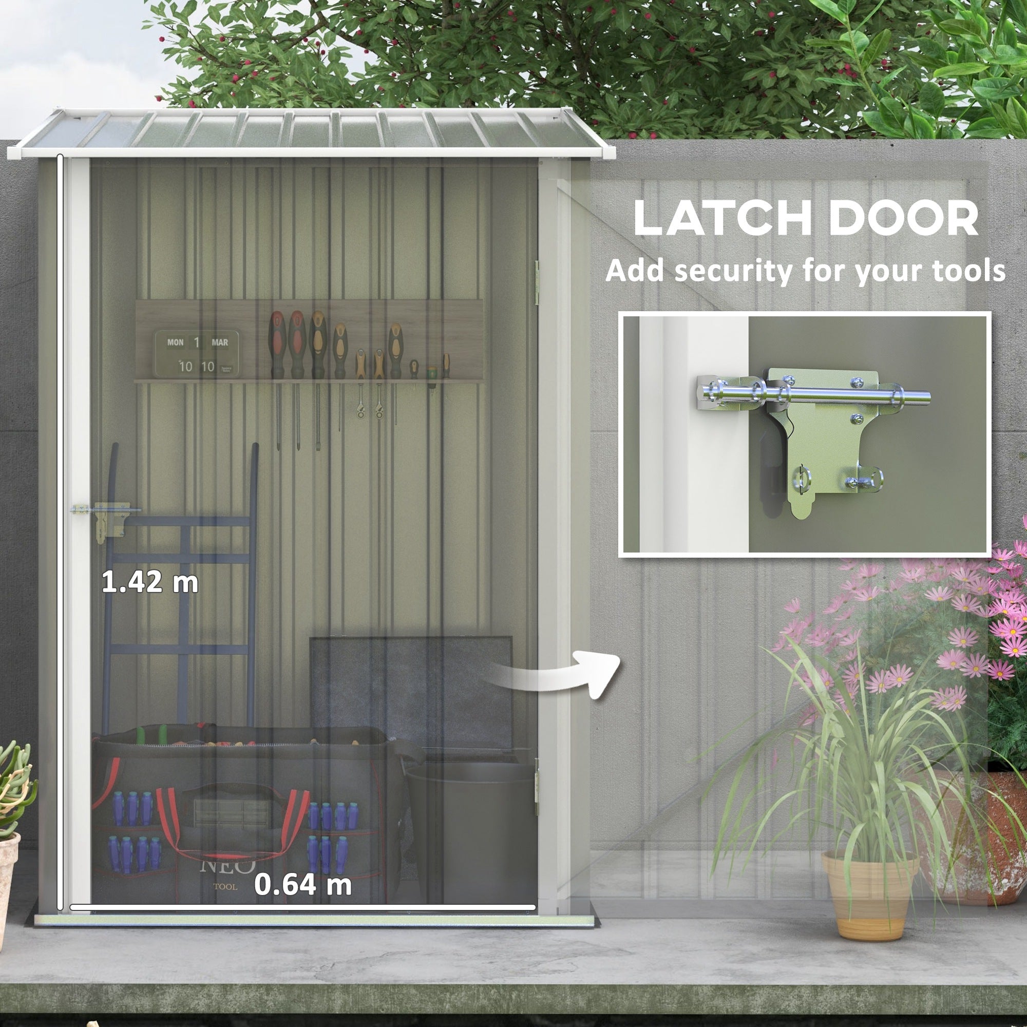 3.3' x 3.4' Lean-to Garden Storage Shed, Outdoor Galvanized Steel Tool House with Lockable Door for Patio Grey Sheds at Gallery Canada