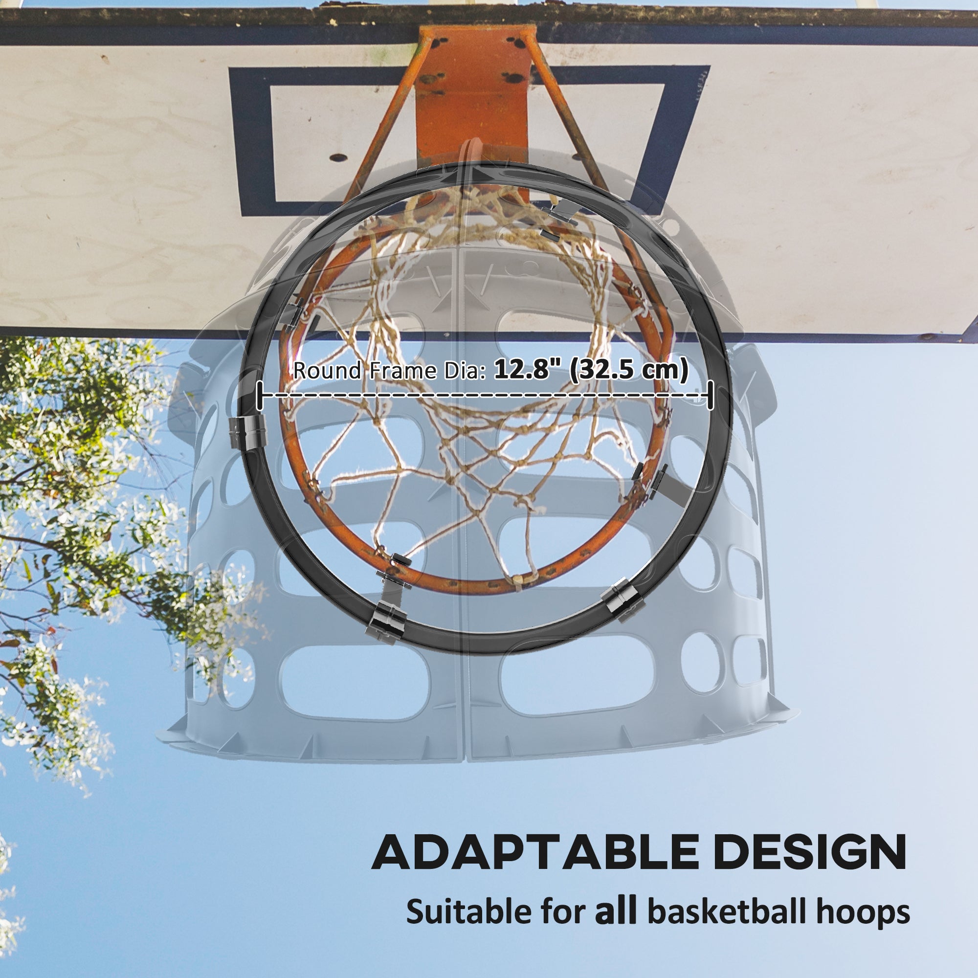 Basketball Hoop Ball Returner, Height Adjustable Basketball Rebounder with 360° Rotatable Return Chute, Black Basketball   at Gallery Canada