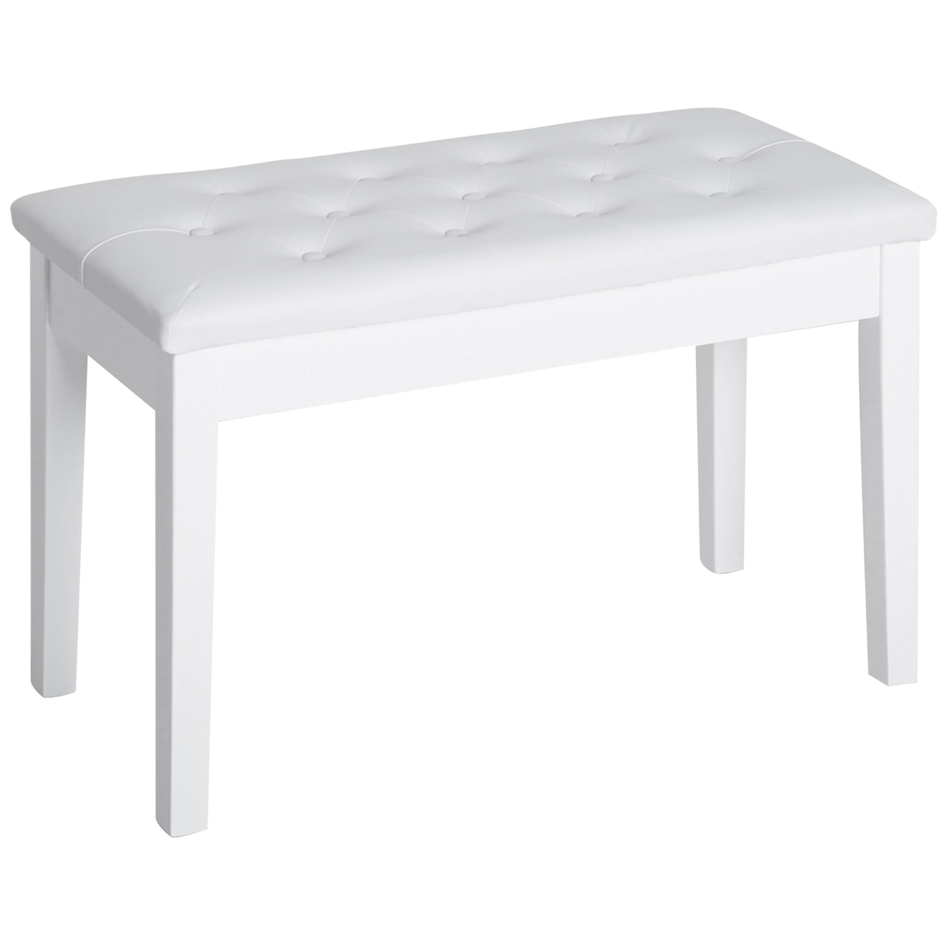 30" Padded Storage Piano Bench Artist Keyboard Seat Faux Leather (White) Piano Benches White  at Gallery Canada